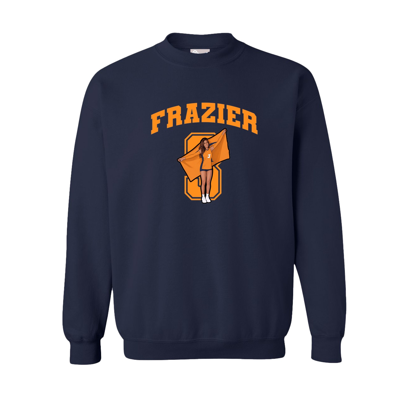Fleece Crew — Number in Navy