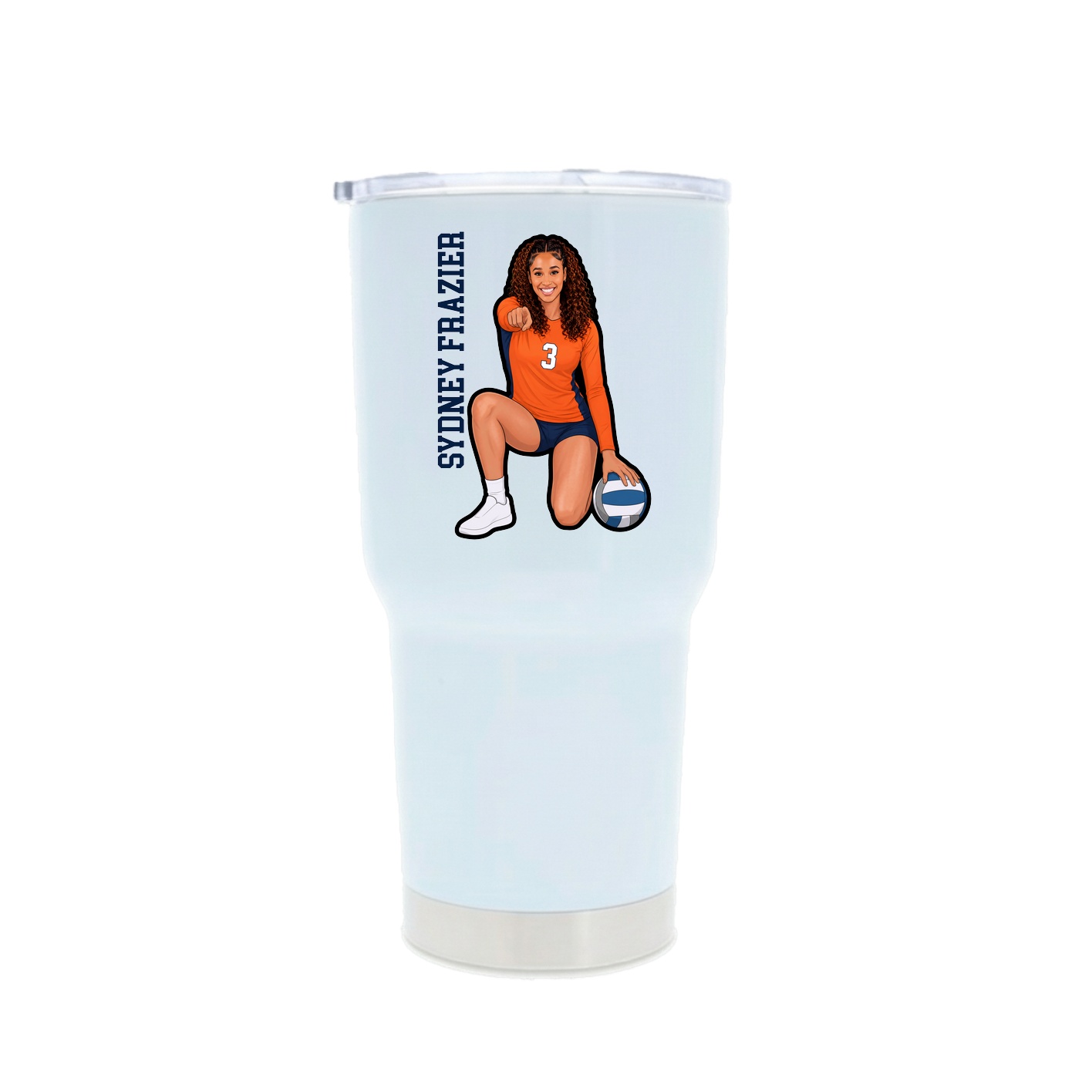 30oz Stainless Steel Tumbler — Name Vertical in White