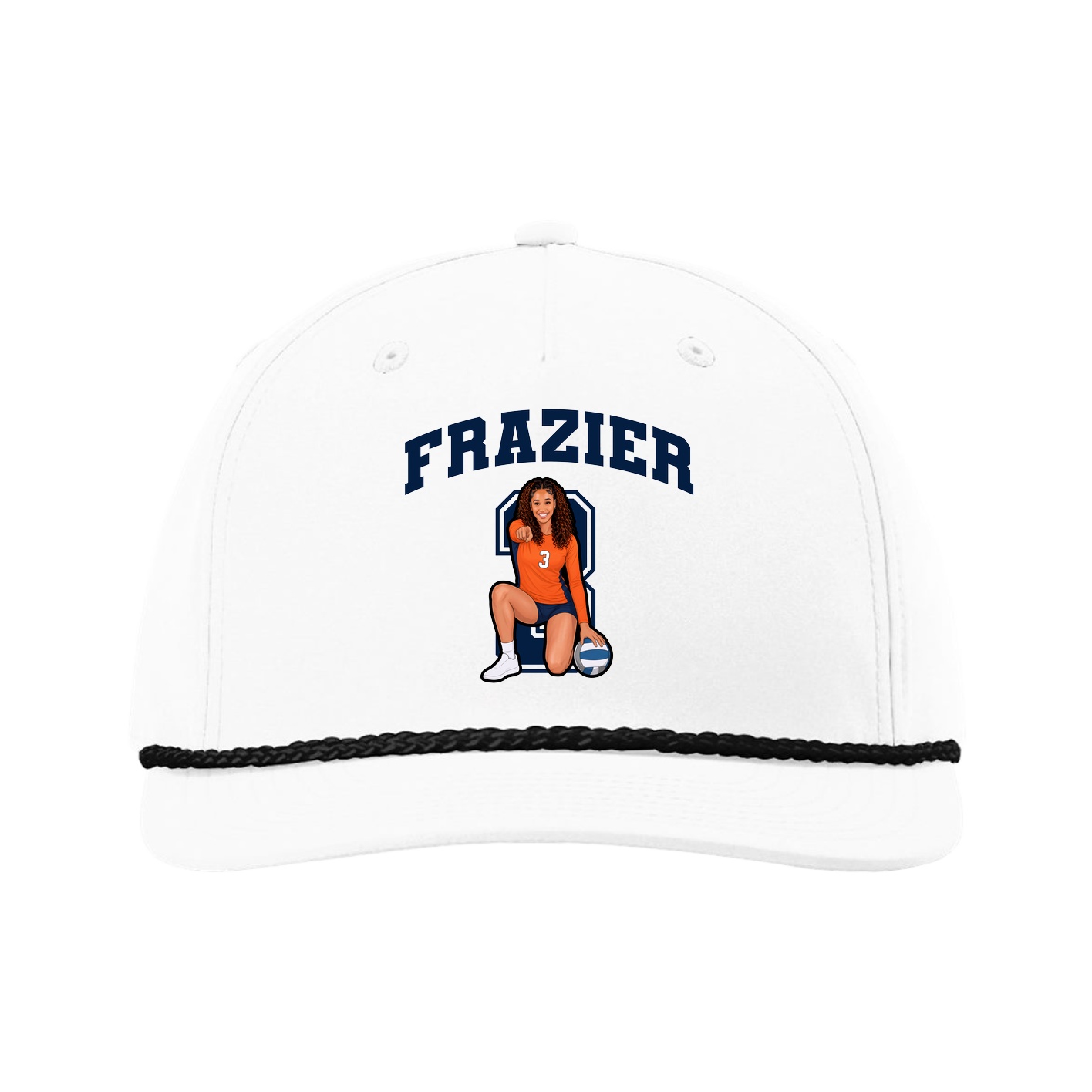 Five-Panel Classic Rope Cap — Number in White