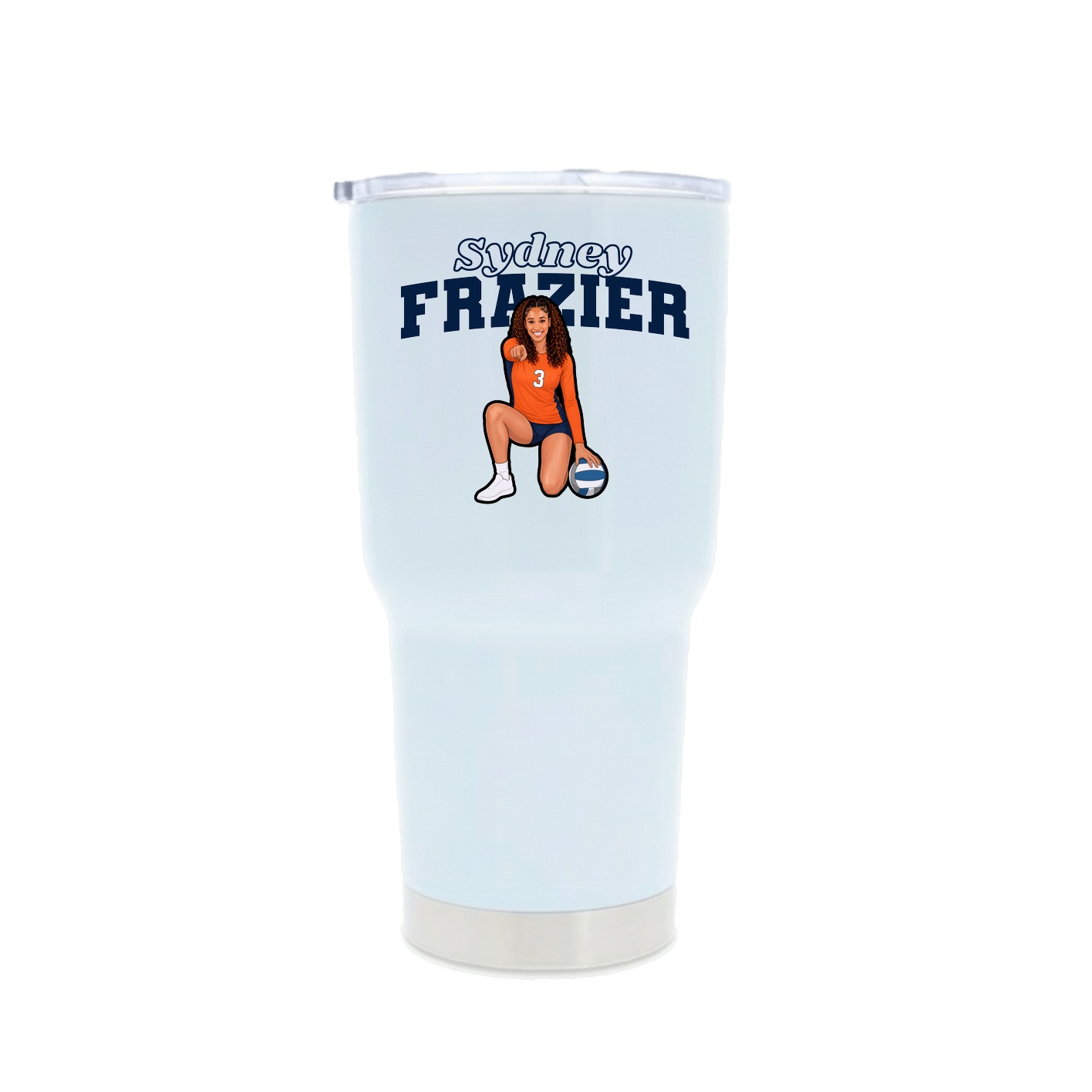 30oz Stainless Steel Tumbler — Name Arch in White