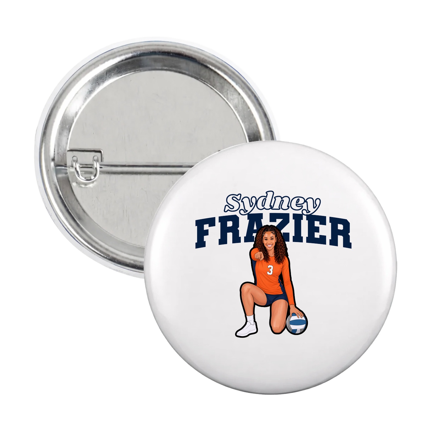 Game Day Button — Name Arch in White