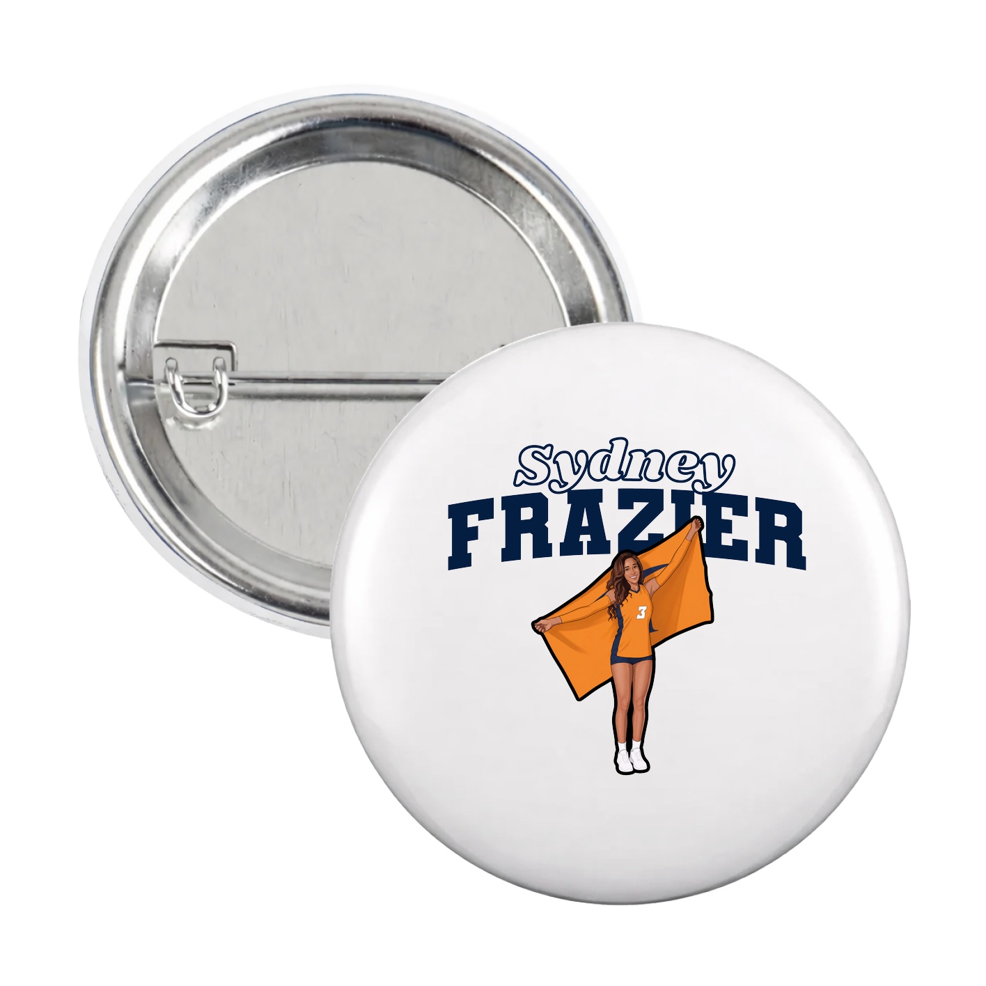 Game Day Button — Name Arch in White