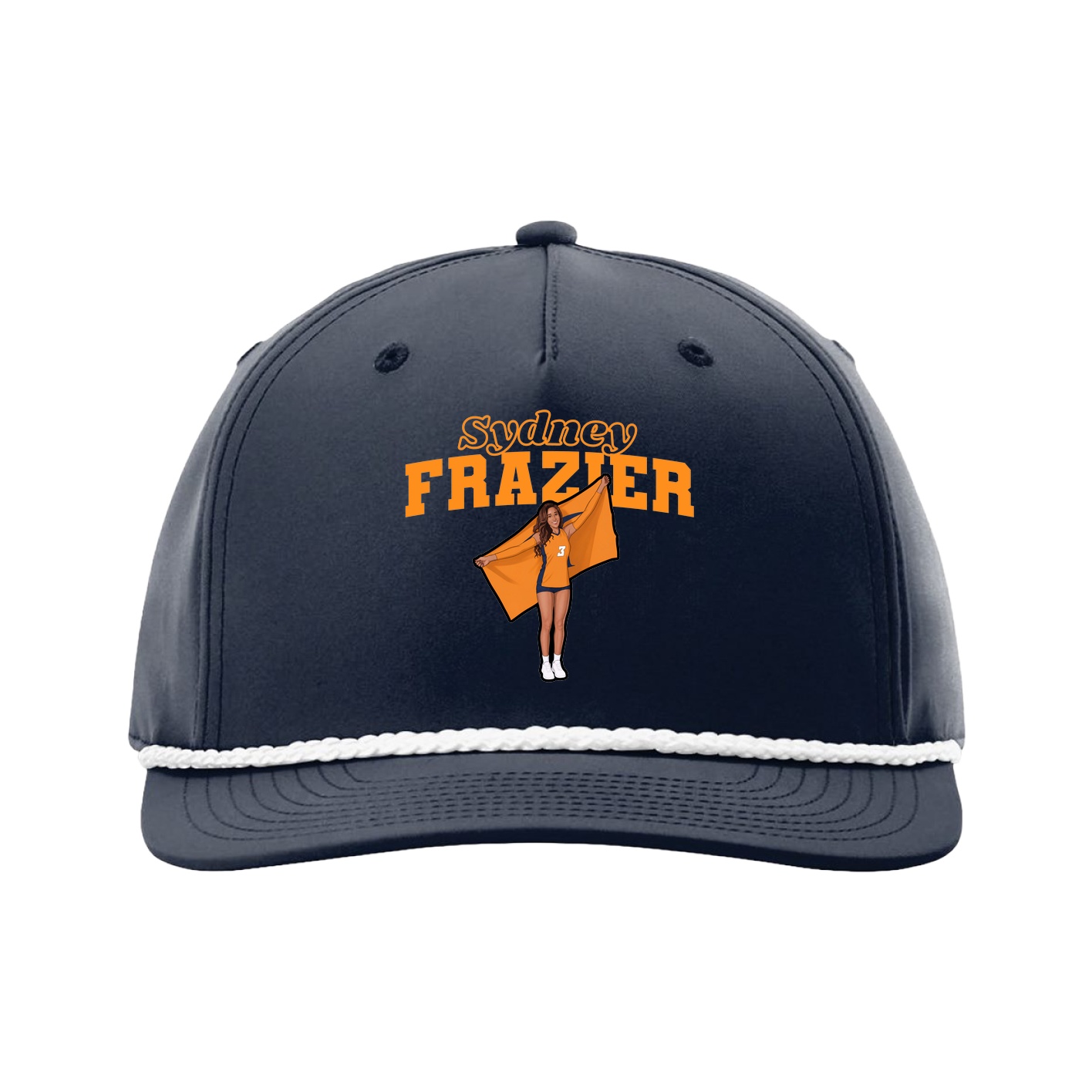 Five-Panel Classic Rope Cap — Name Arch in Navy