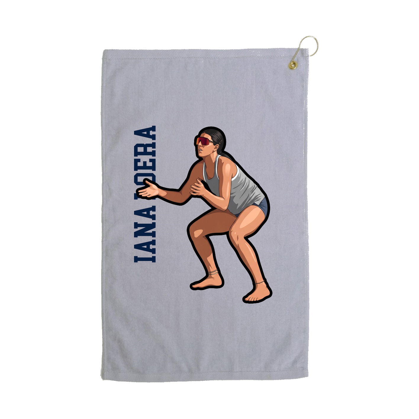 Golf Towel — Name Vertical in Grey