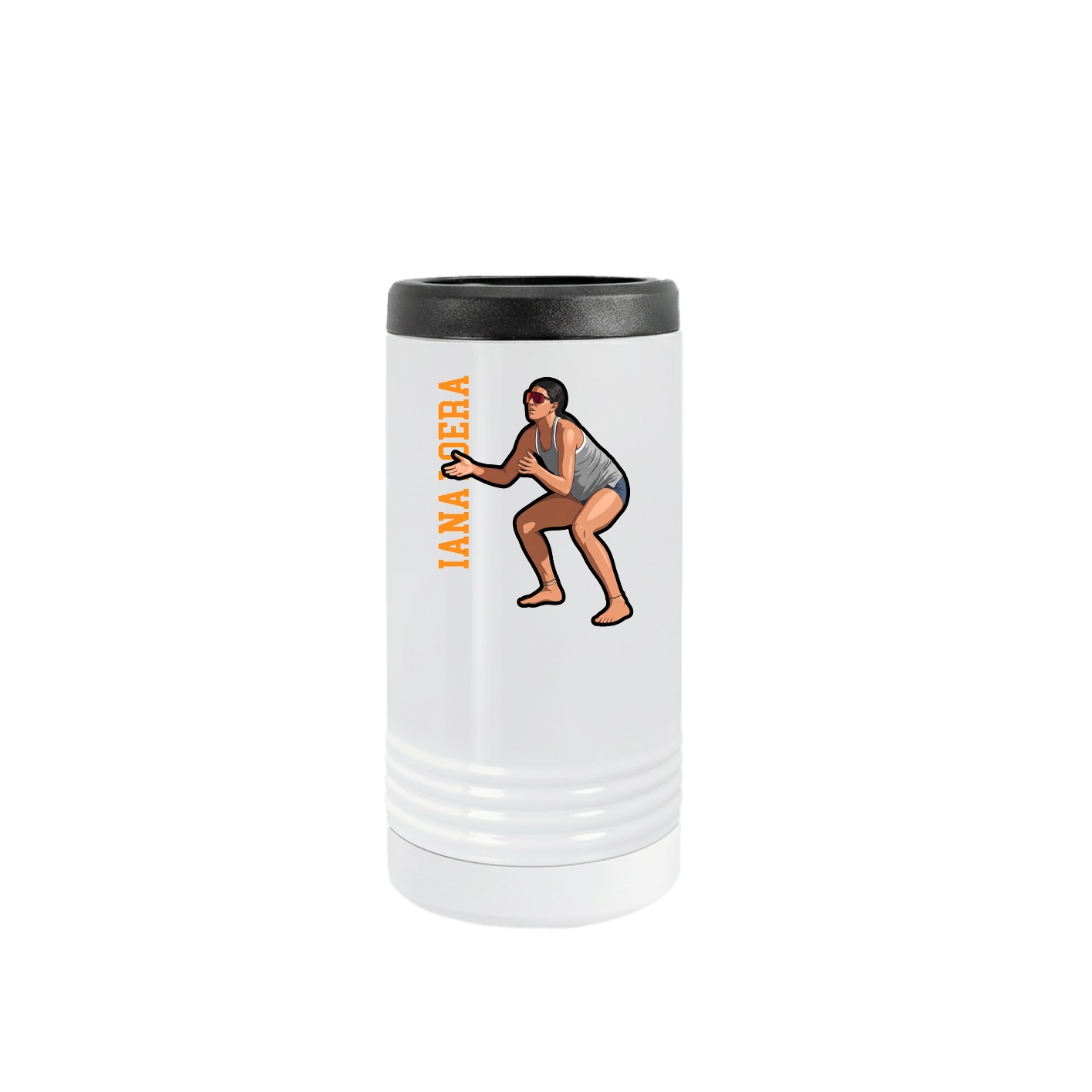 Slim Beverage Holder — Name Vertical in White