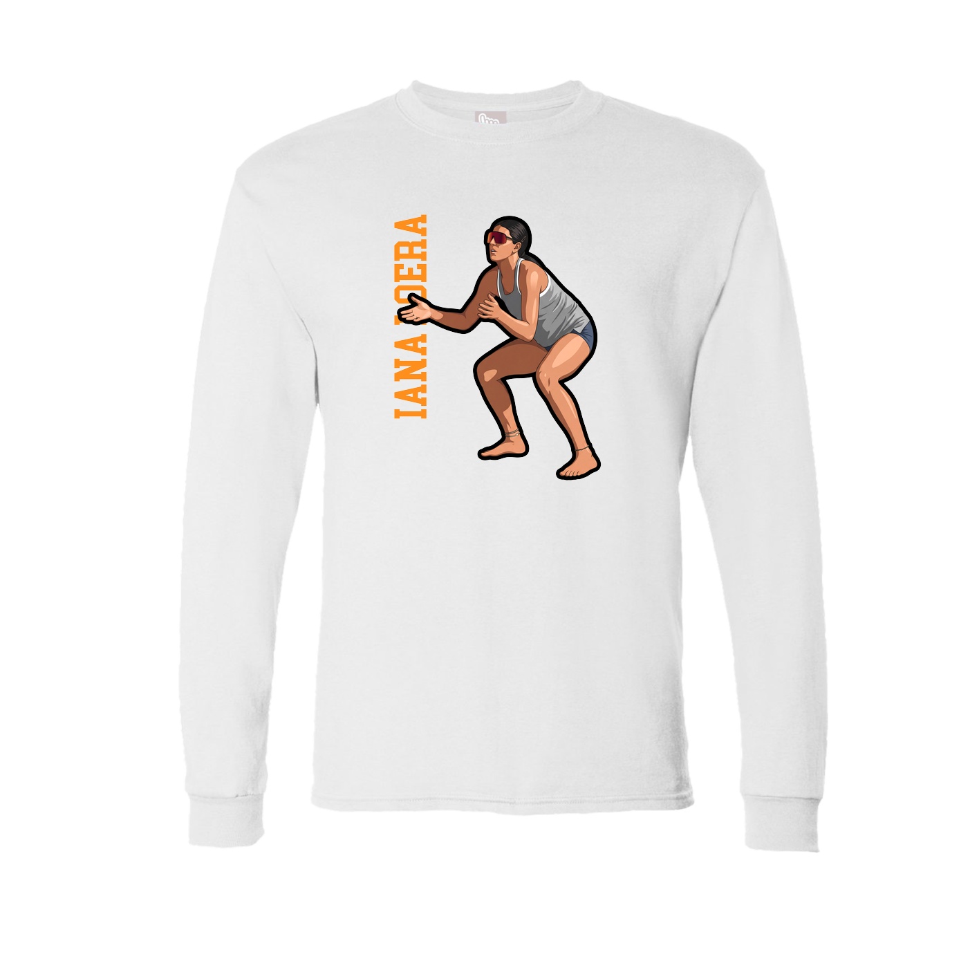 Long Sleeve Tee — Name Vertical in White
