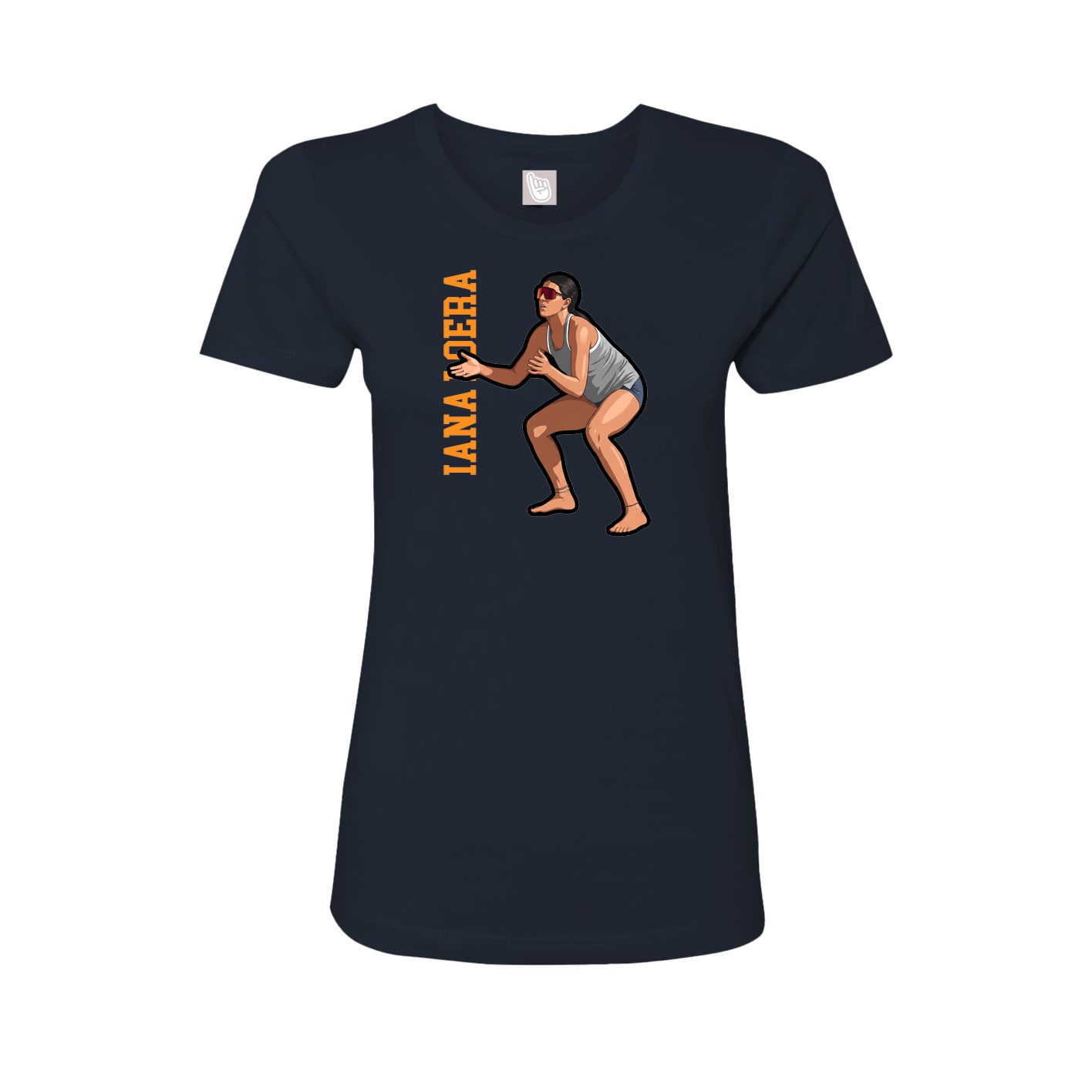 Fitted Women's Tee — Name Vertical in Navy