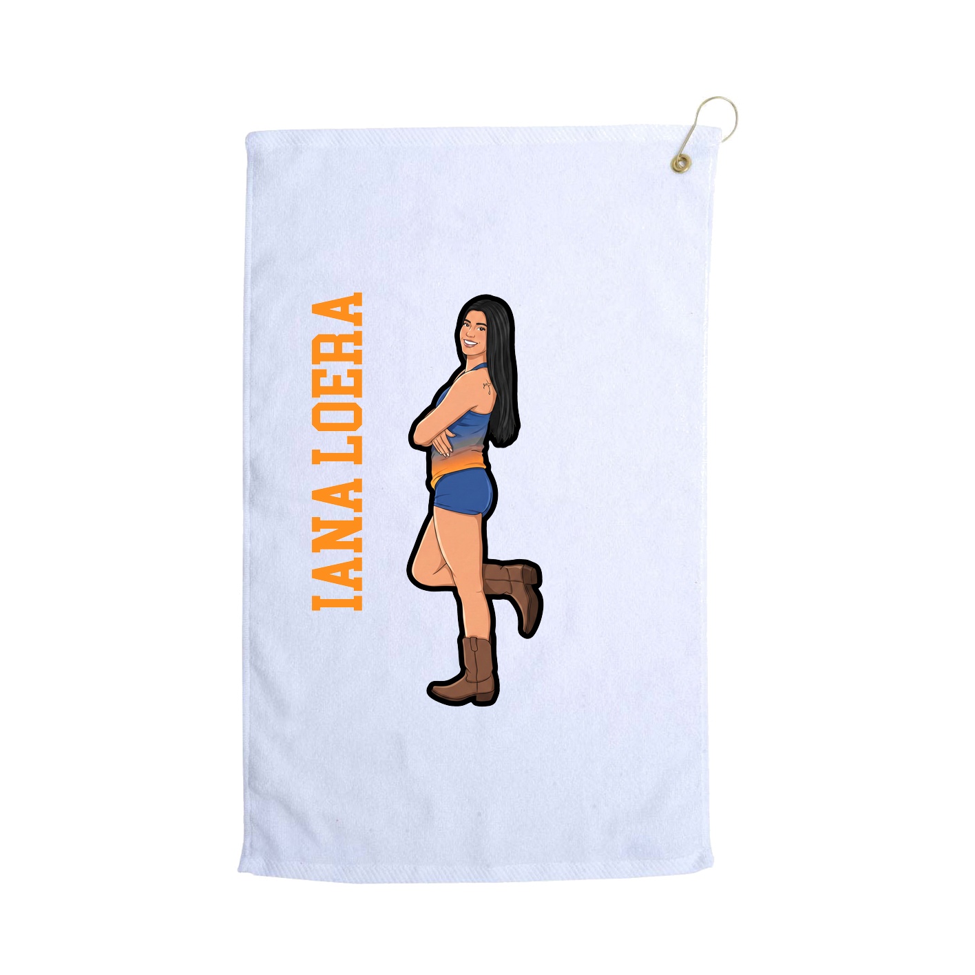 Golf Towel — Name Vertical in White