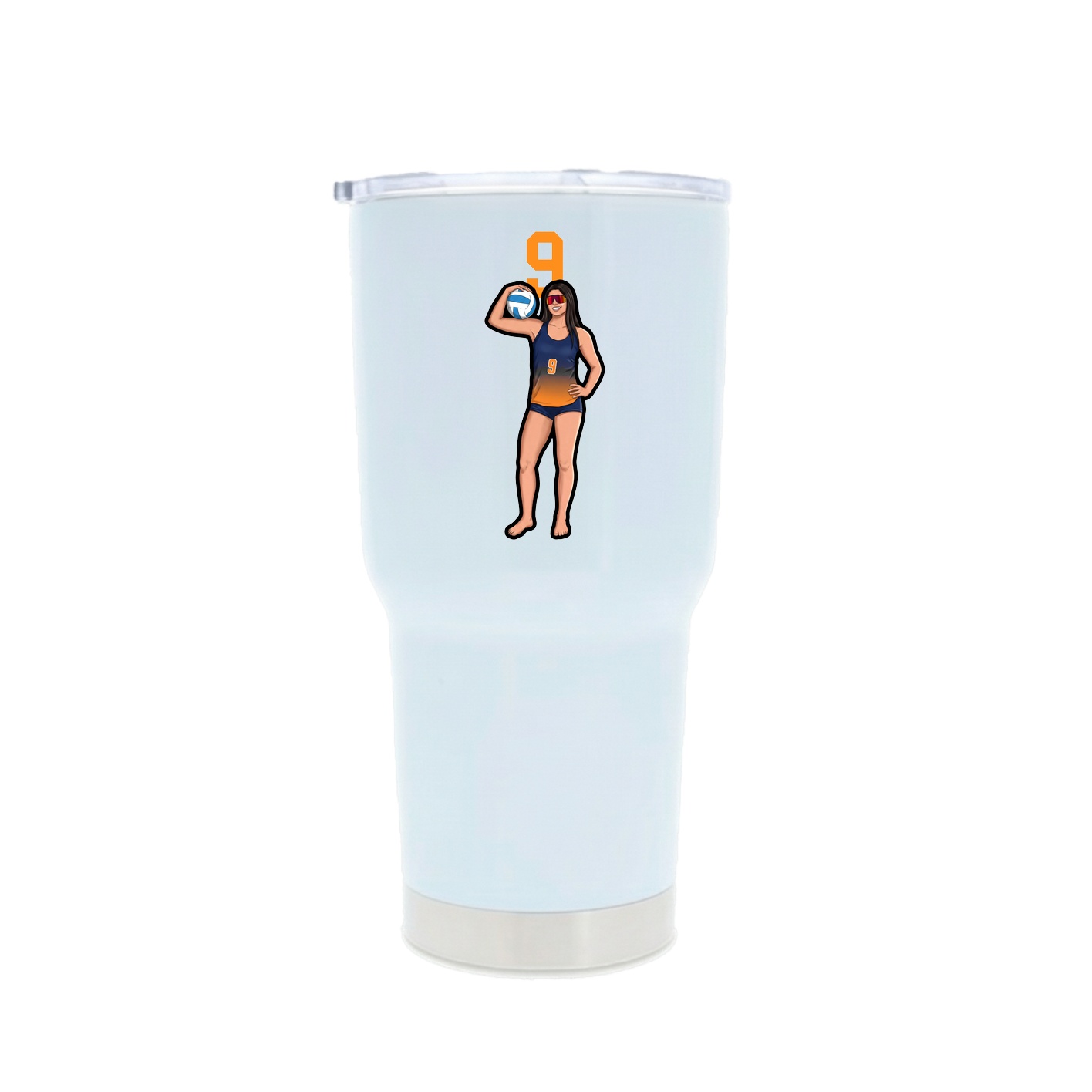 30oz Stainless Steel Tumbler — Number Top in White