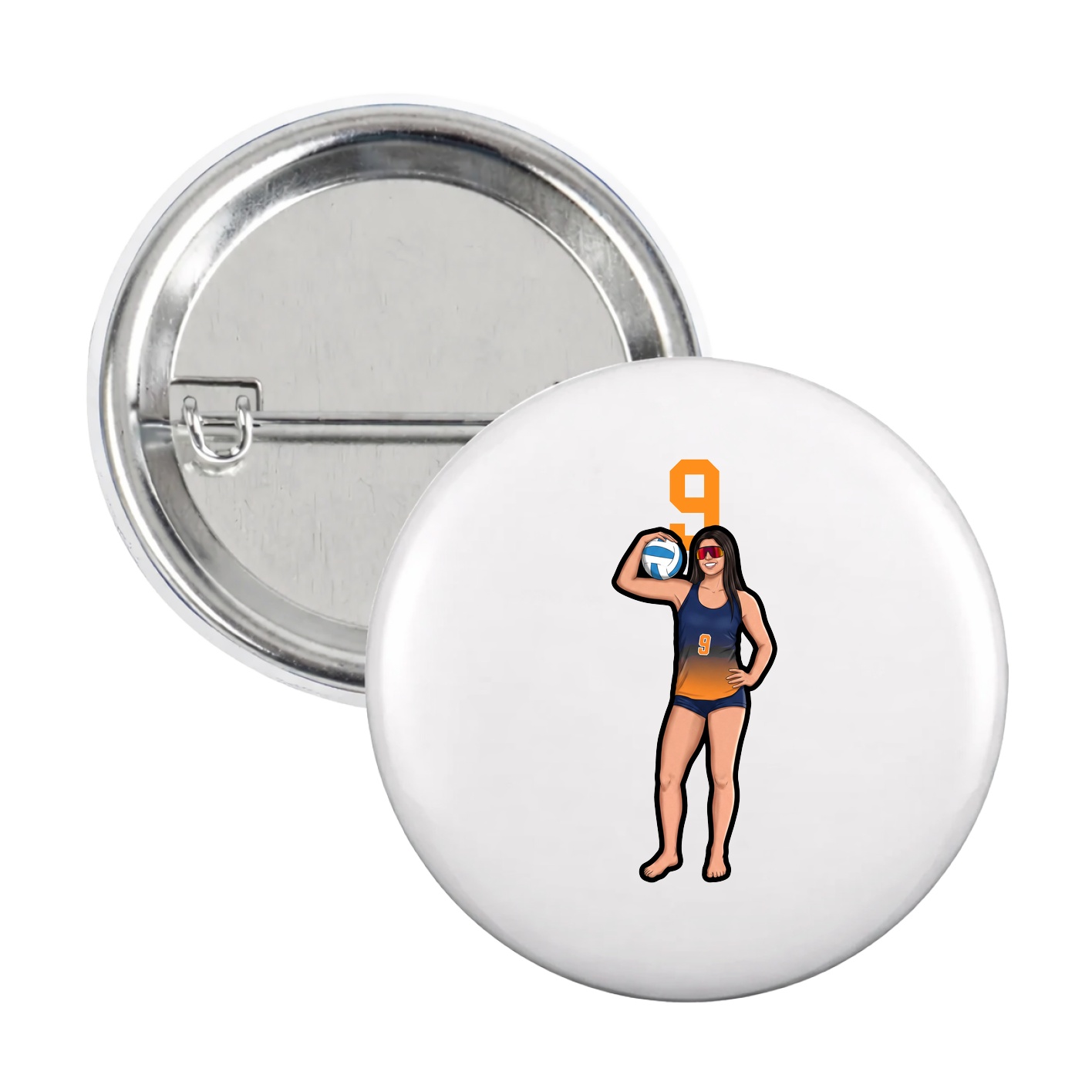 Game Day Button — Number Top in White