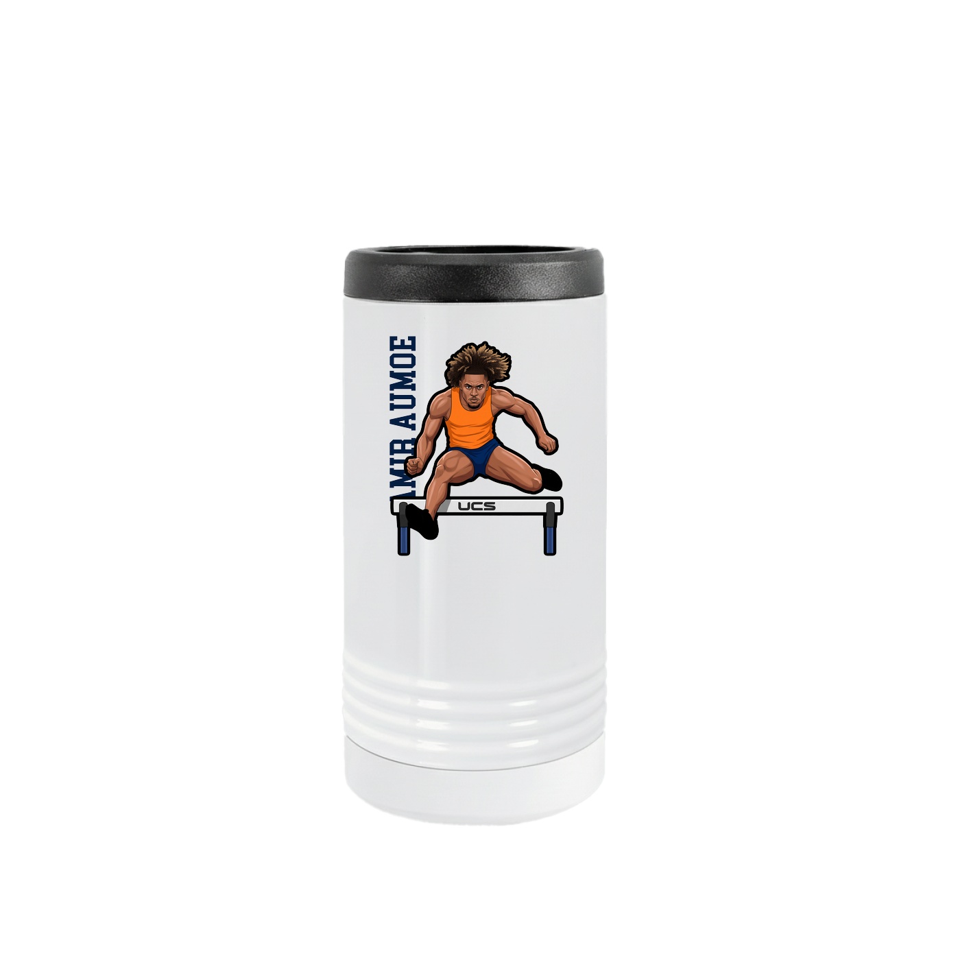 Slim Beverage Holder — Name Vertical in White