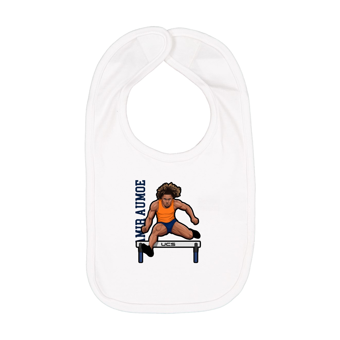 Infant Bib — Name Vertical in White