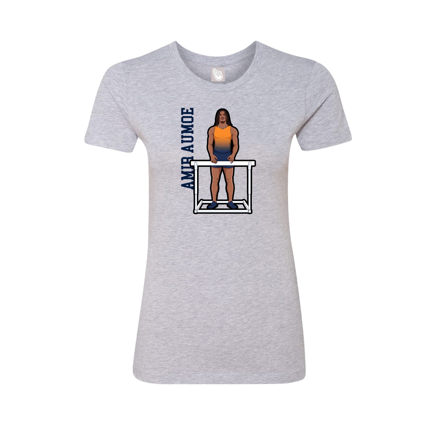 Fitted Women's Tee — Name Vertical in Grey