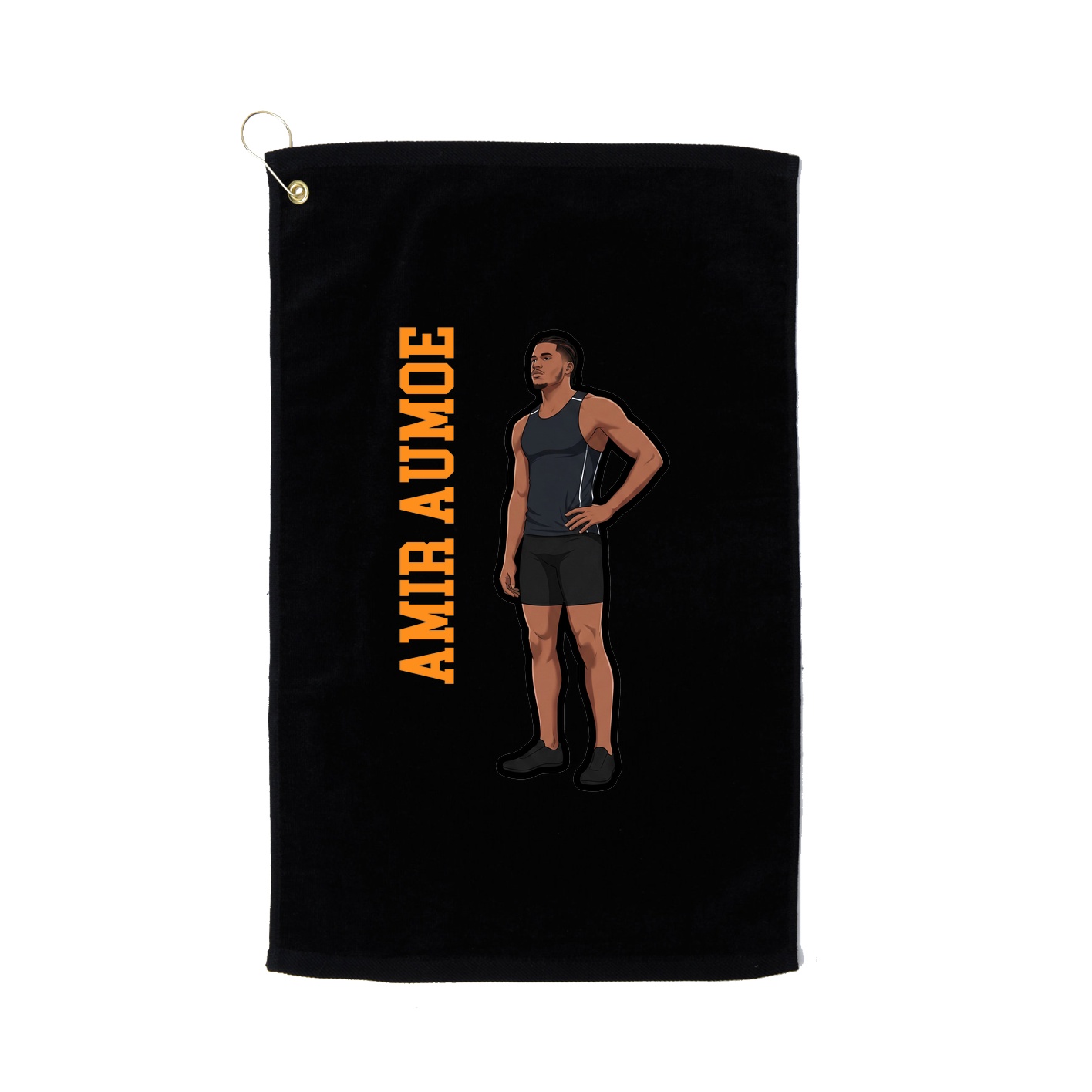 Golf Towel — Name Vertical in Black