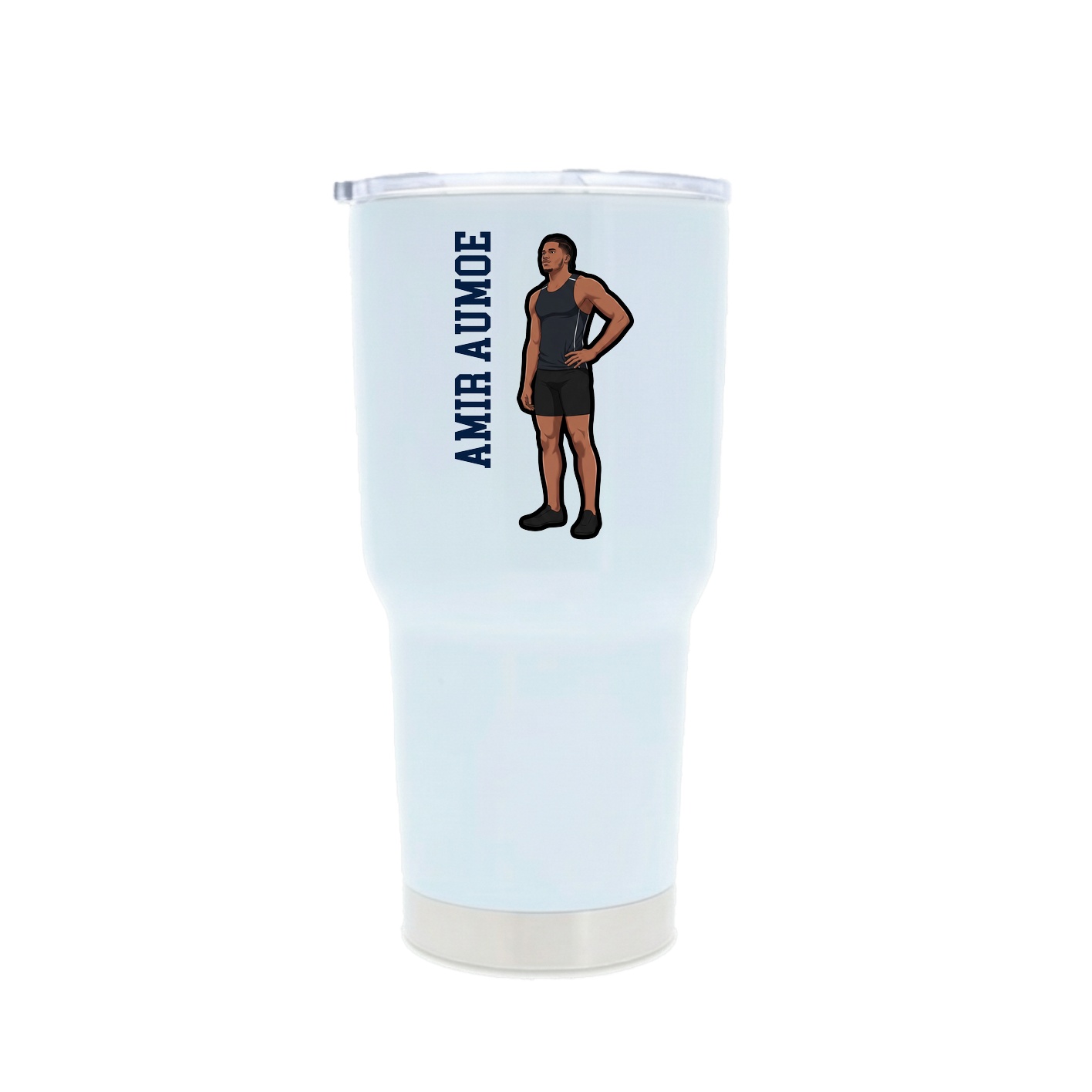 30oz Stainless Steel Tumbler — Name Vertical in White