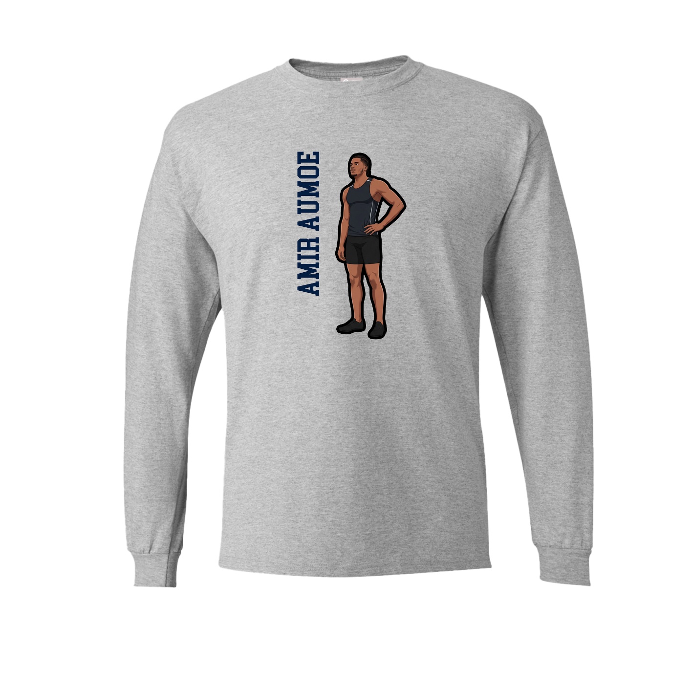 Long Sleeve Tee — Name Vertical in Grey
