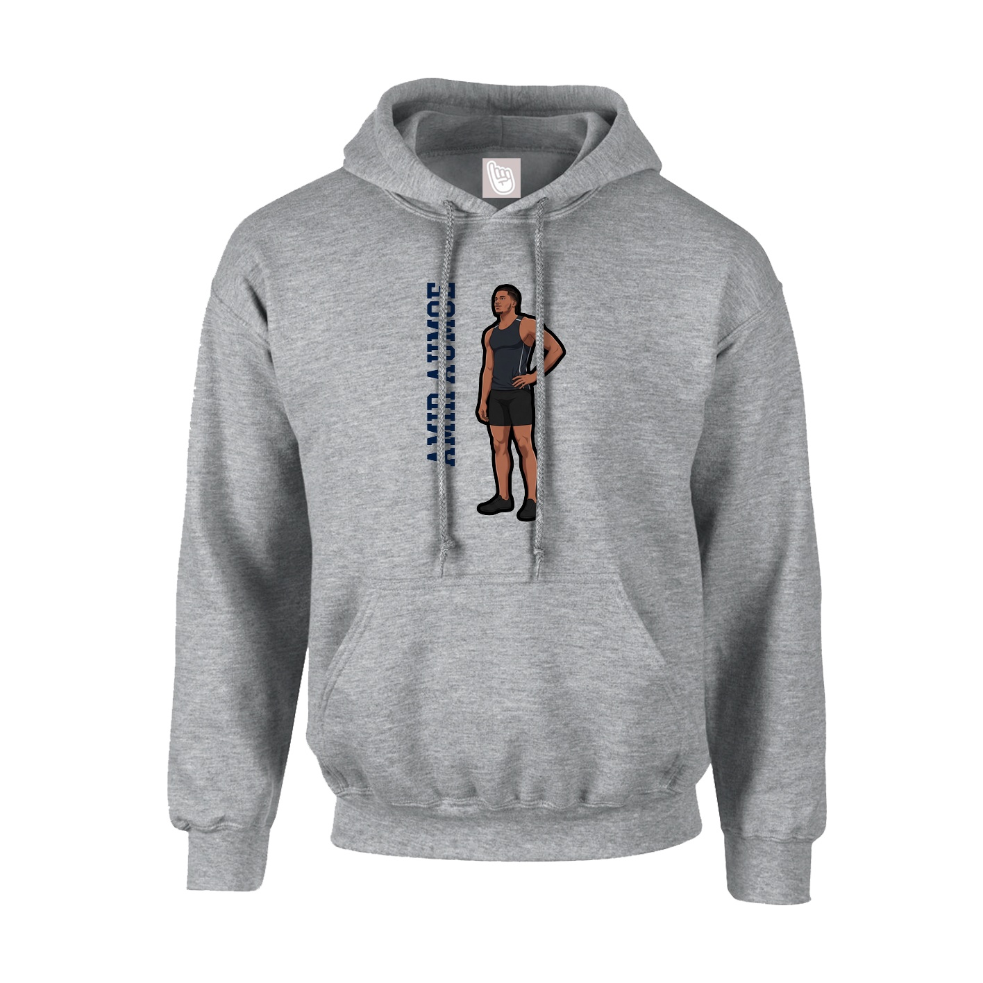 Hoodie — Name Vertical in Grey