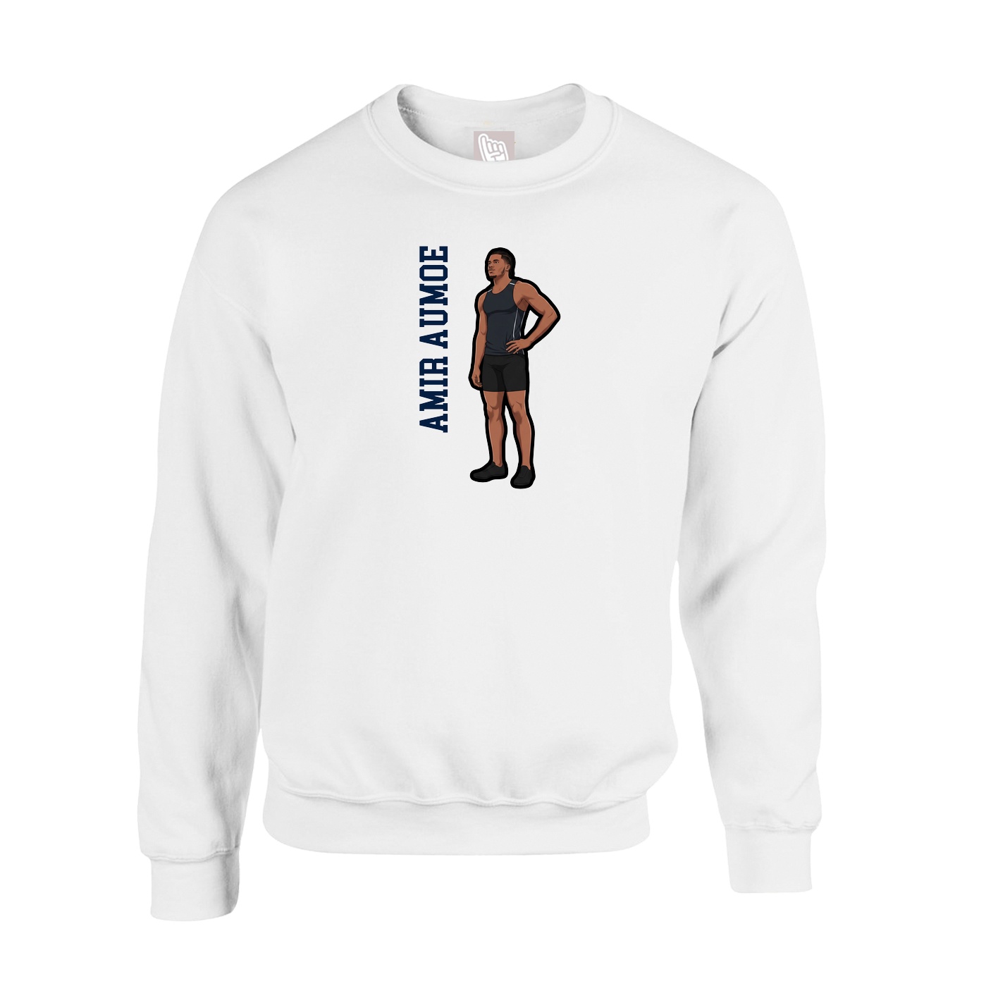 Fleece Crew — Name Vertical in White