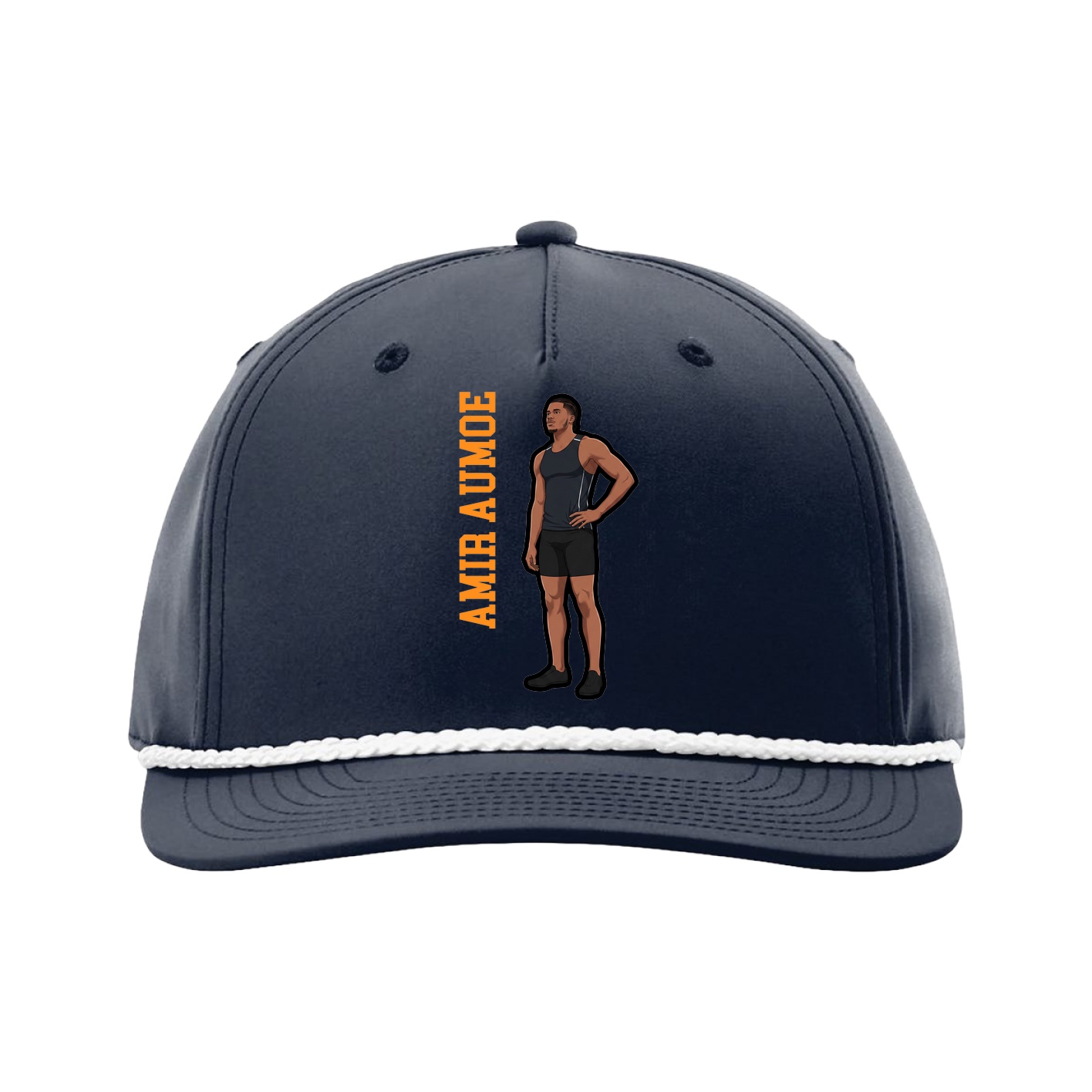 Five-Panel Classic Rope Cap — Name Vertical in Navy