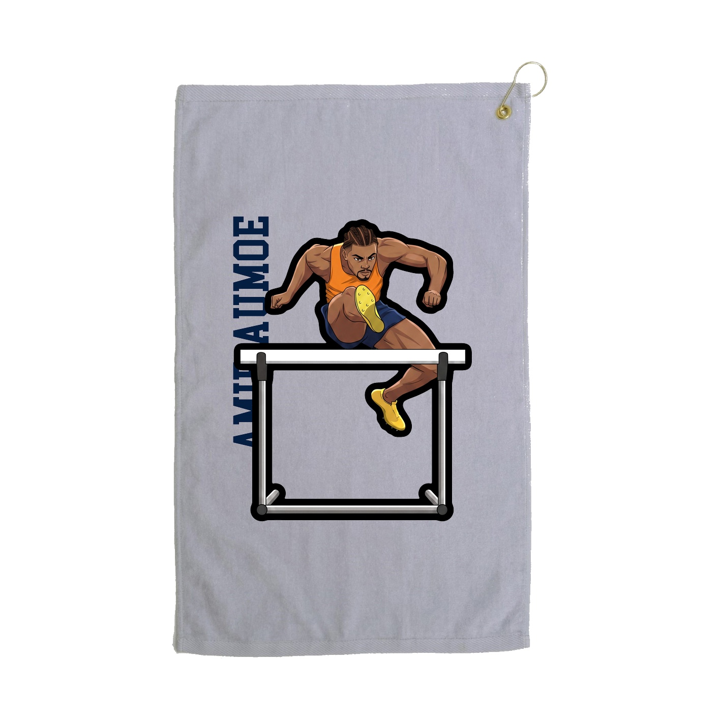 Golf Towel — Name Vertical in Grey