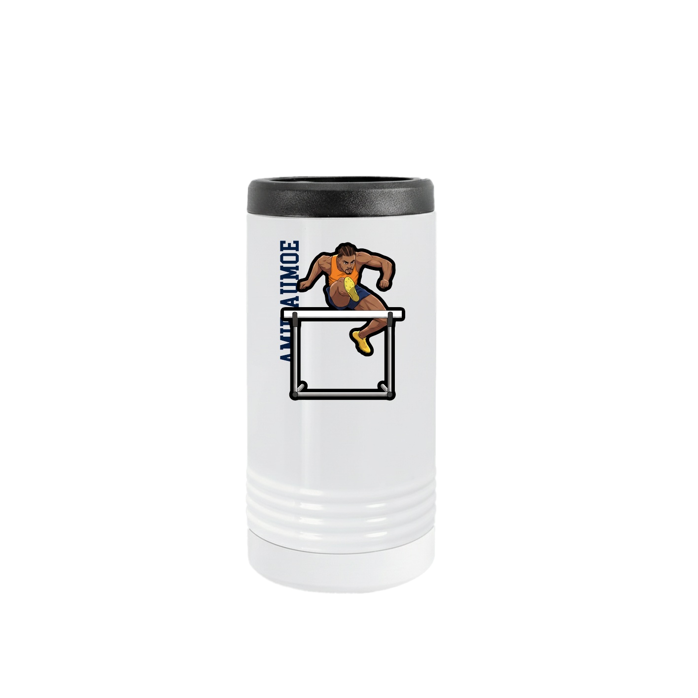 Slim Beverage Holder — Name Vertical in White