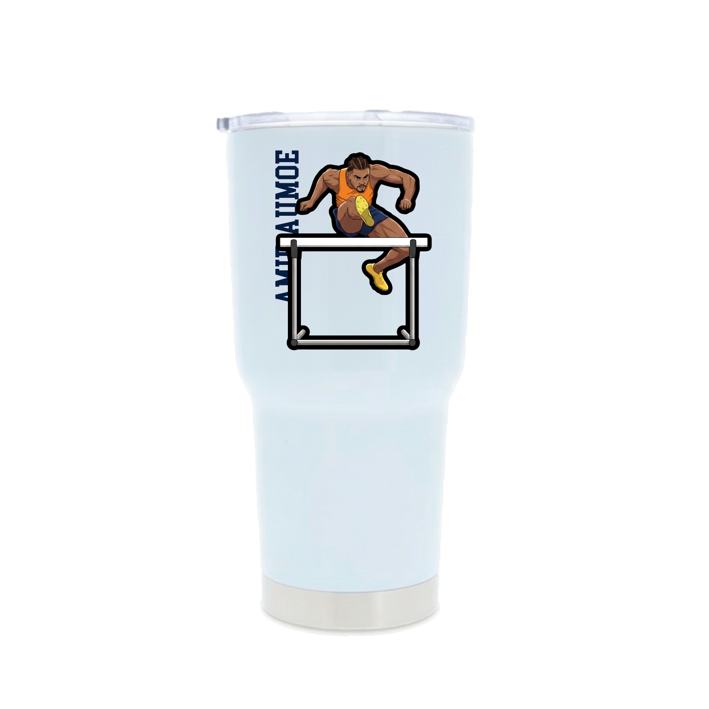 30oz Stainless Steel Tumbler — Name Vertical in White