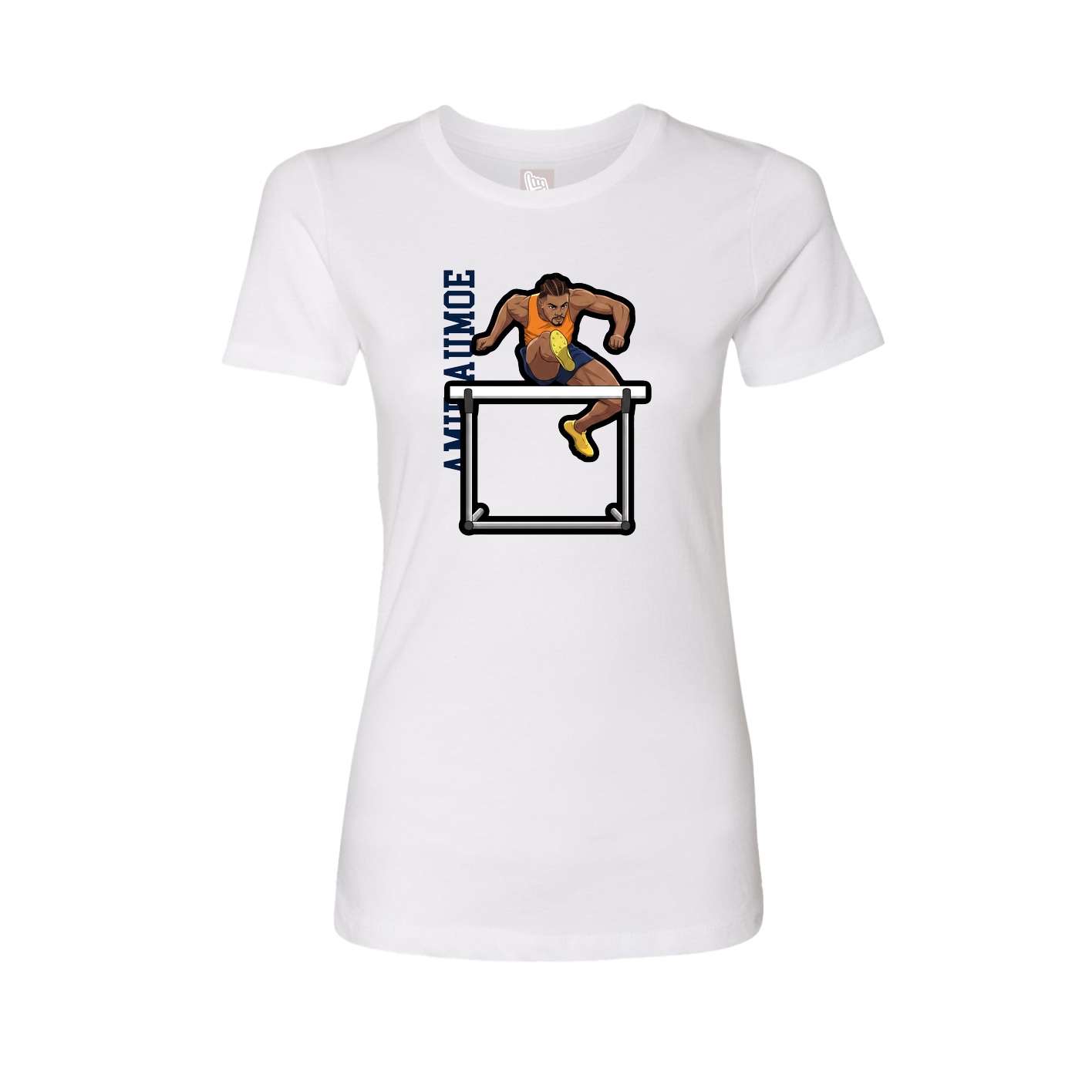 Womens Tee — Name Vertical in White