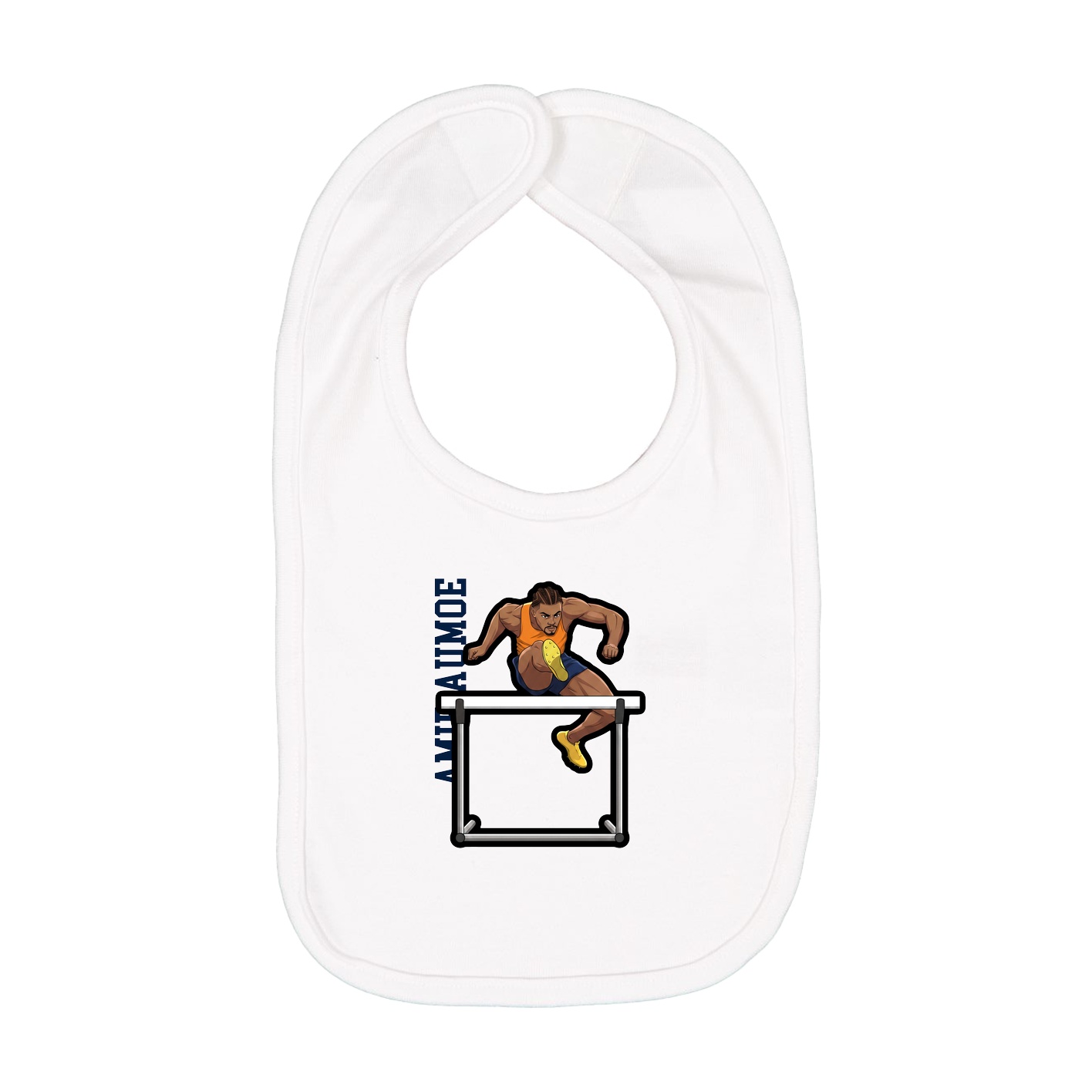 Infant Bib — Name Vertical in White