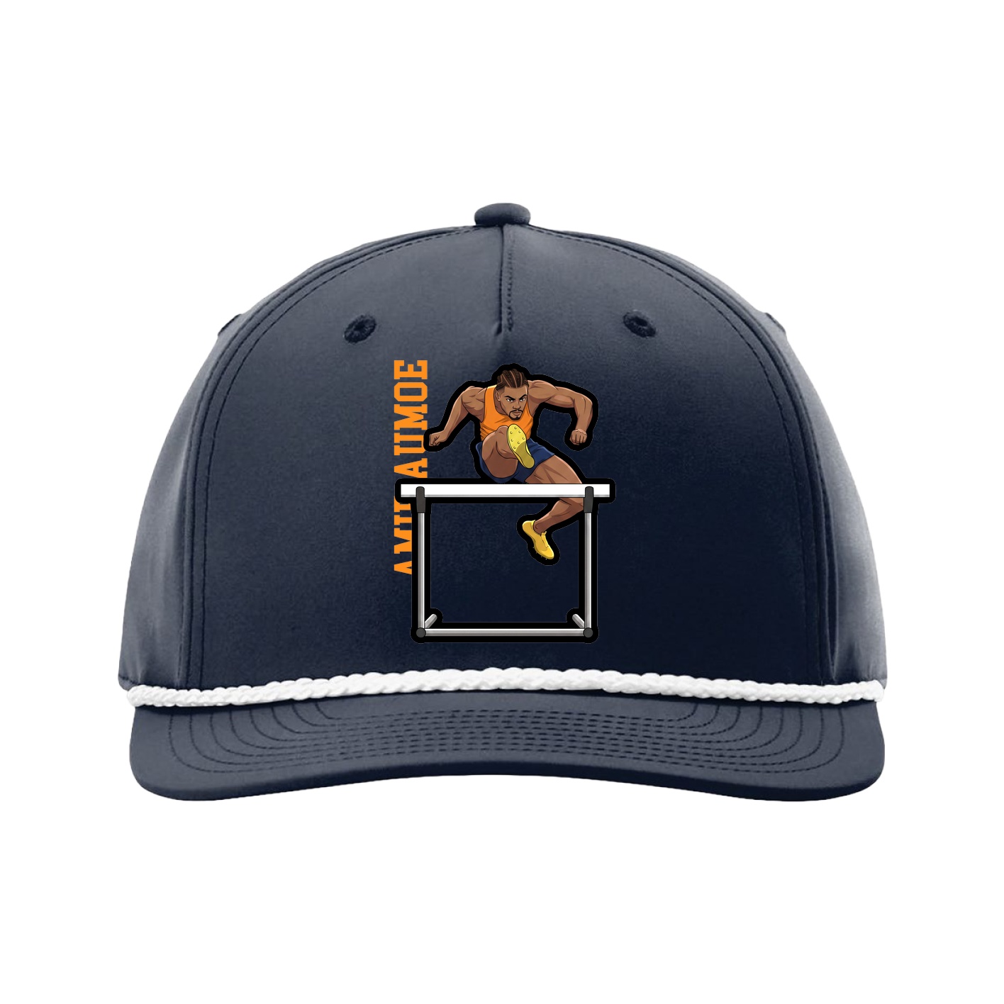 Five-Panel Classic Rope Cap — Name Vertical in Navy
