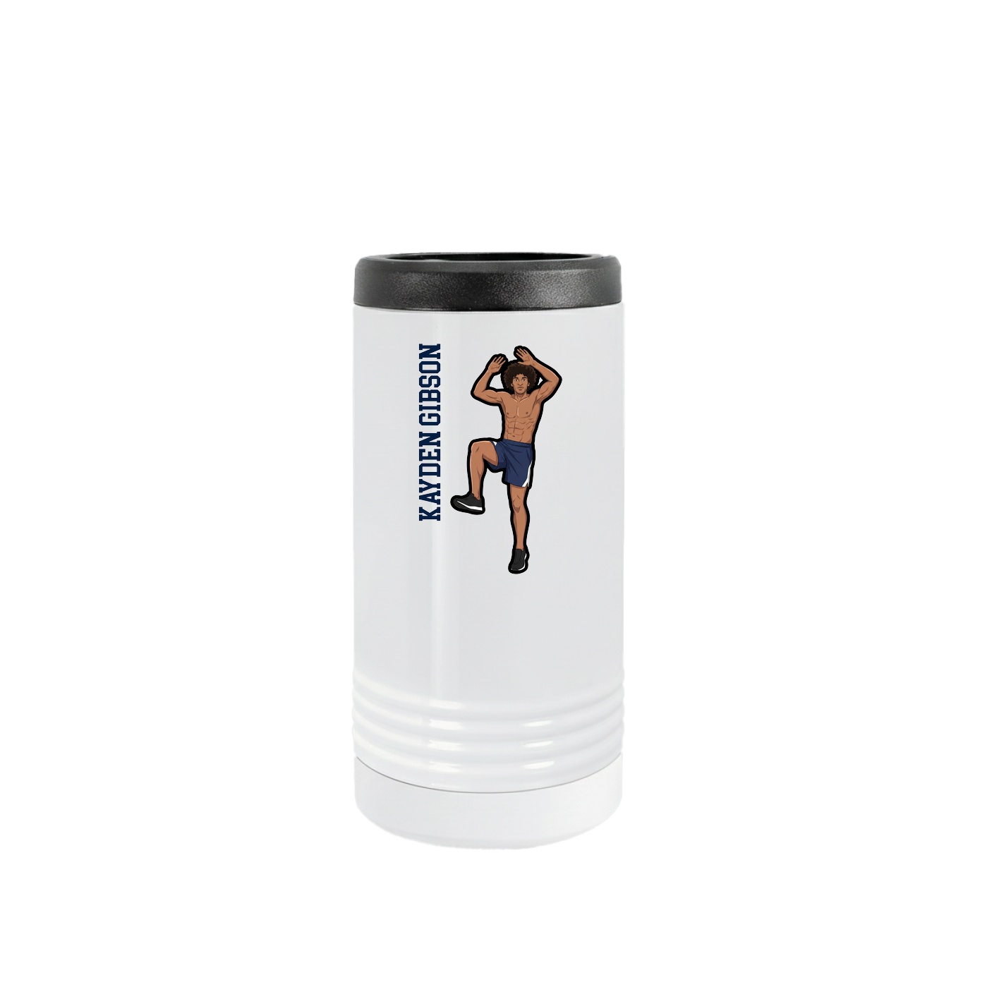 Slim Beverage Holder — Name Vertical in White