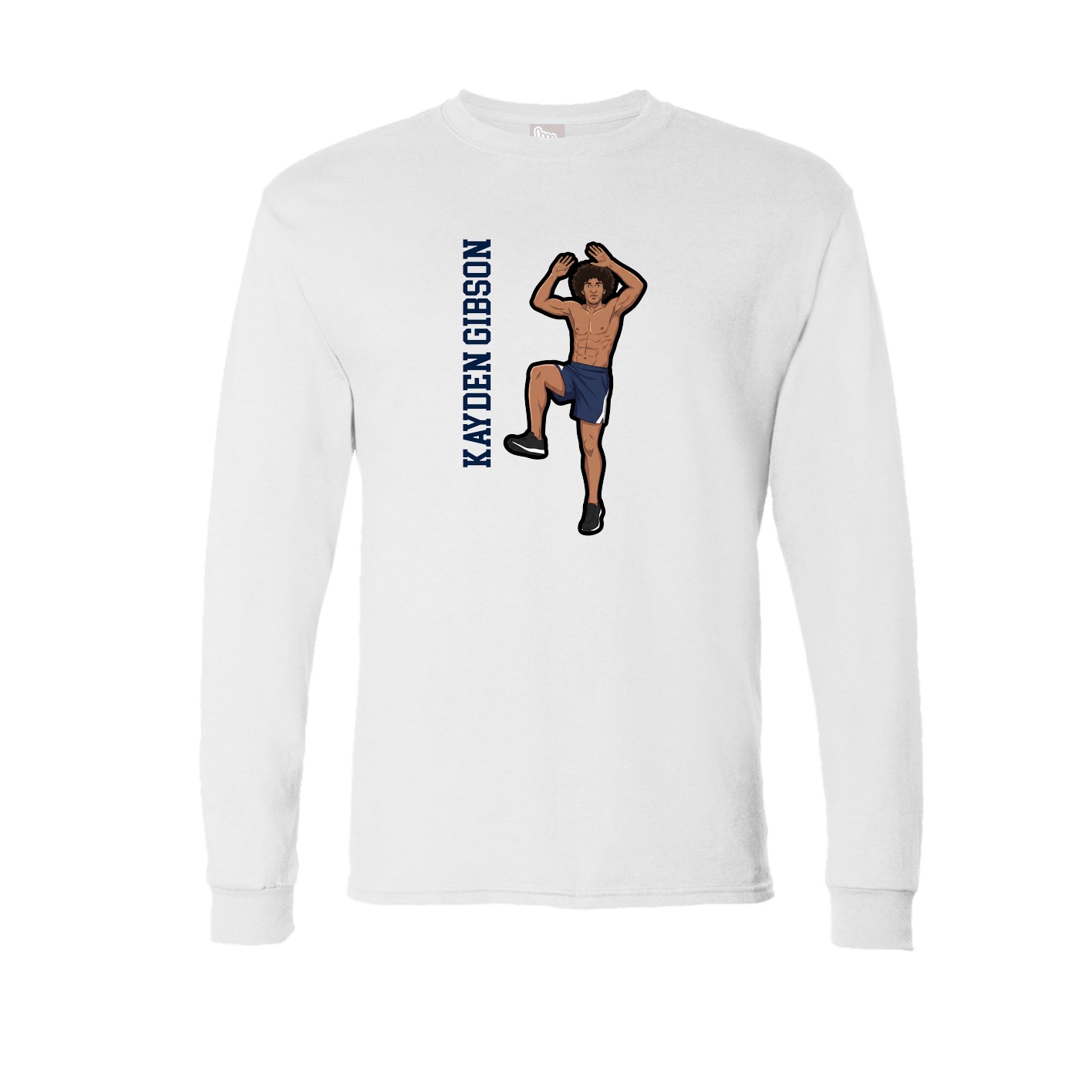 Long Sleeve Tee — Name Vertical in White