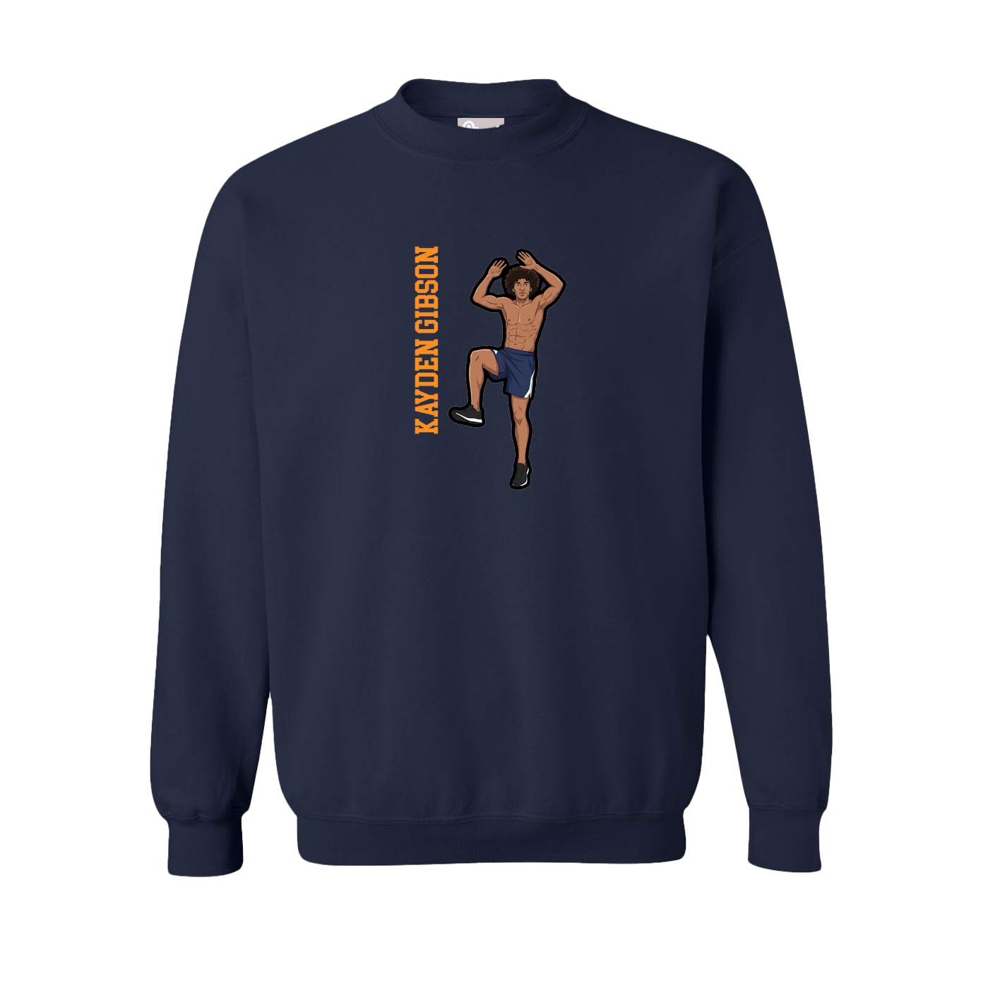 Fleece Crew — Name Vertical in Navy