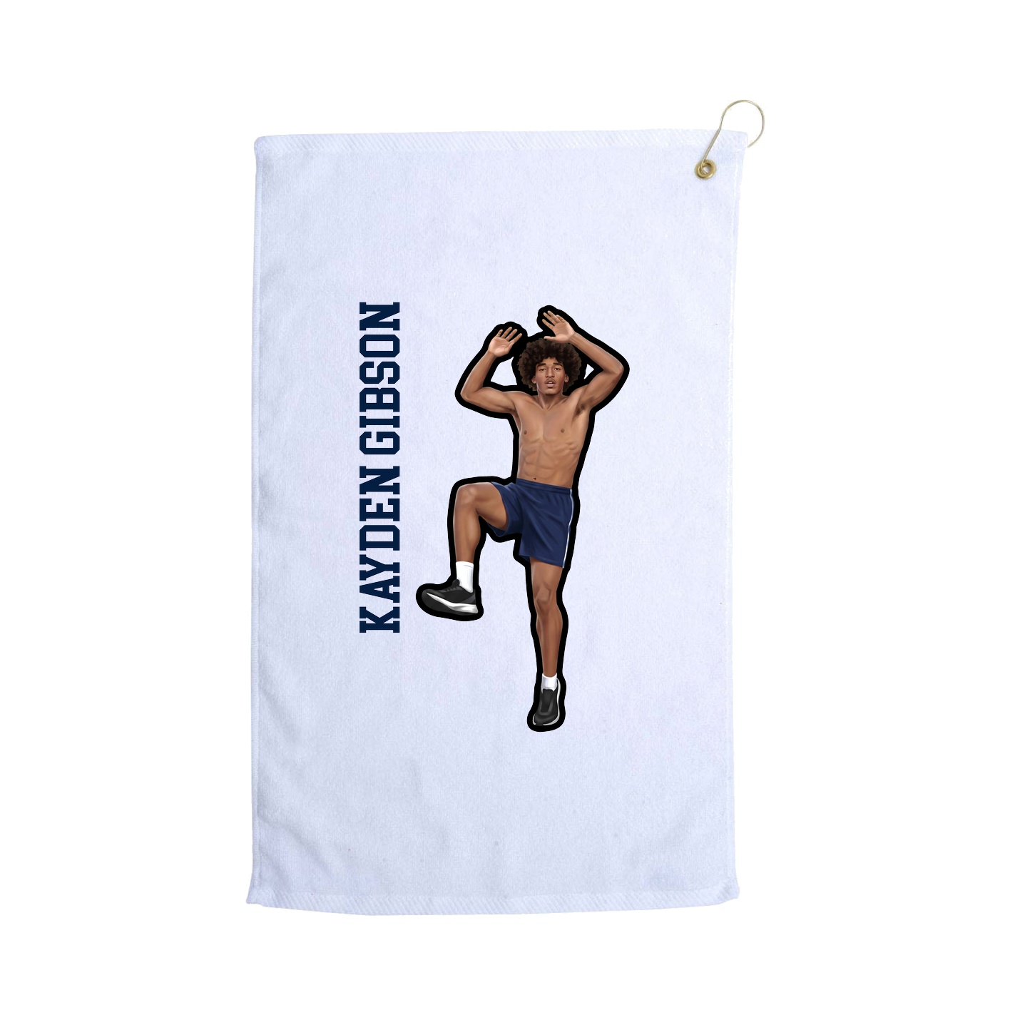 Golf Towel — Name Vertical in White