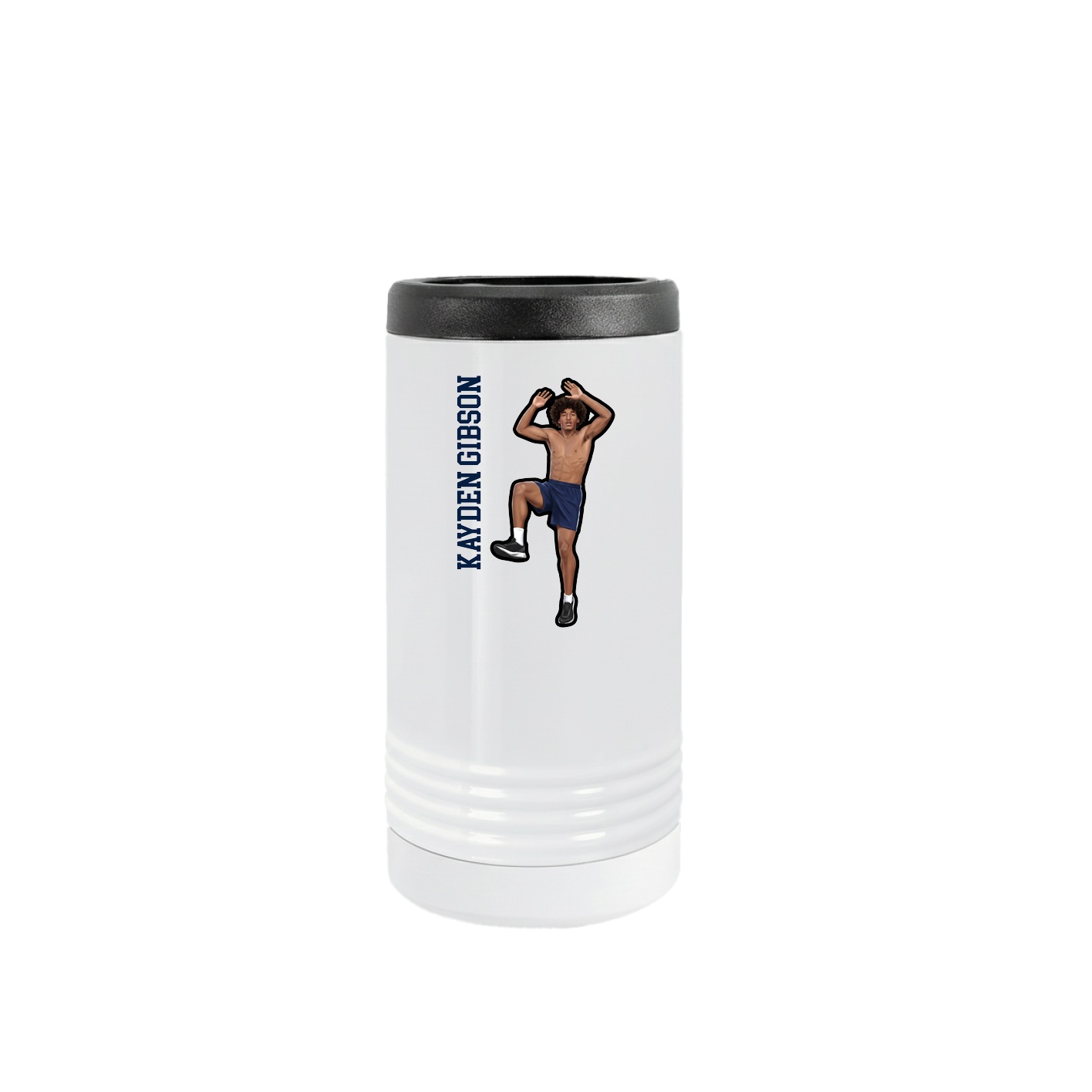 Slim Beverage Holder — Name Vertical in White
