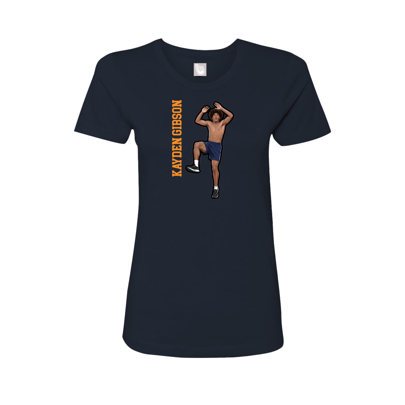 Fitted Women's Tee — Name Vertical in Navy