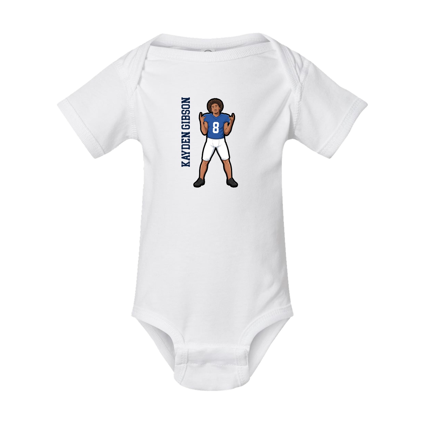 Baby Onesie — Name Vertical in White