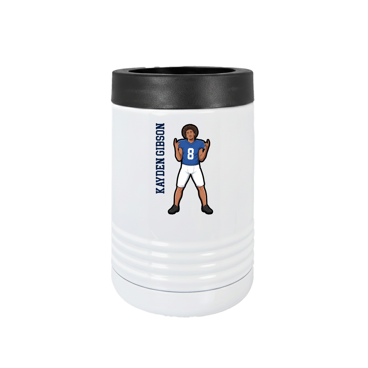 Beverage Holder — Name Vertical in White