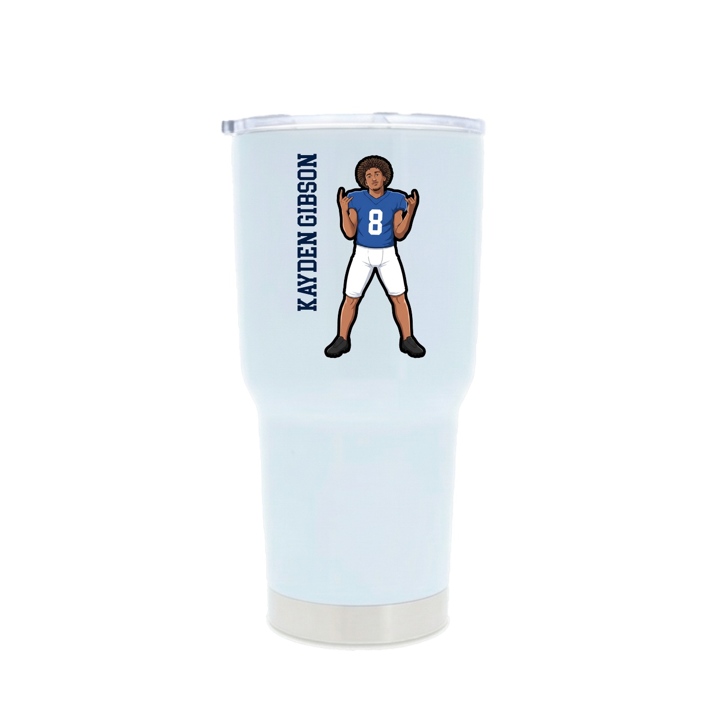 30oz Stainless Steel Tumbler — Name Vertical in White