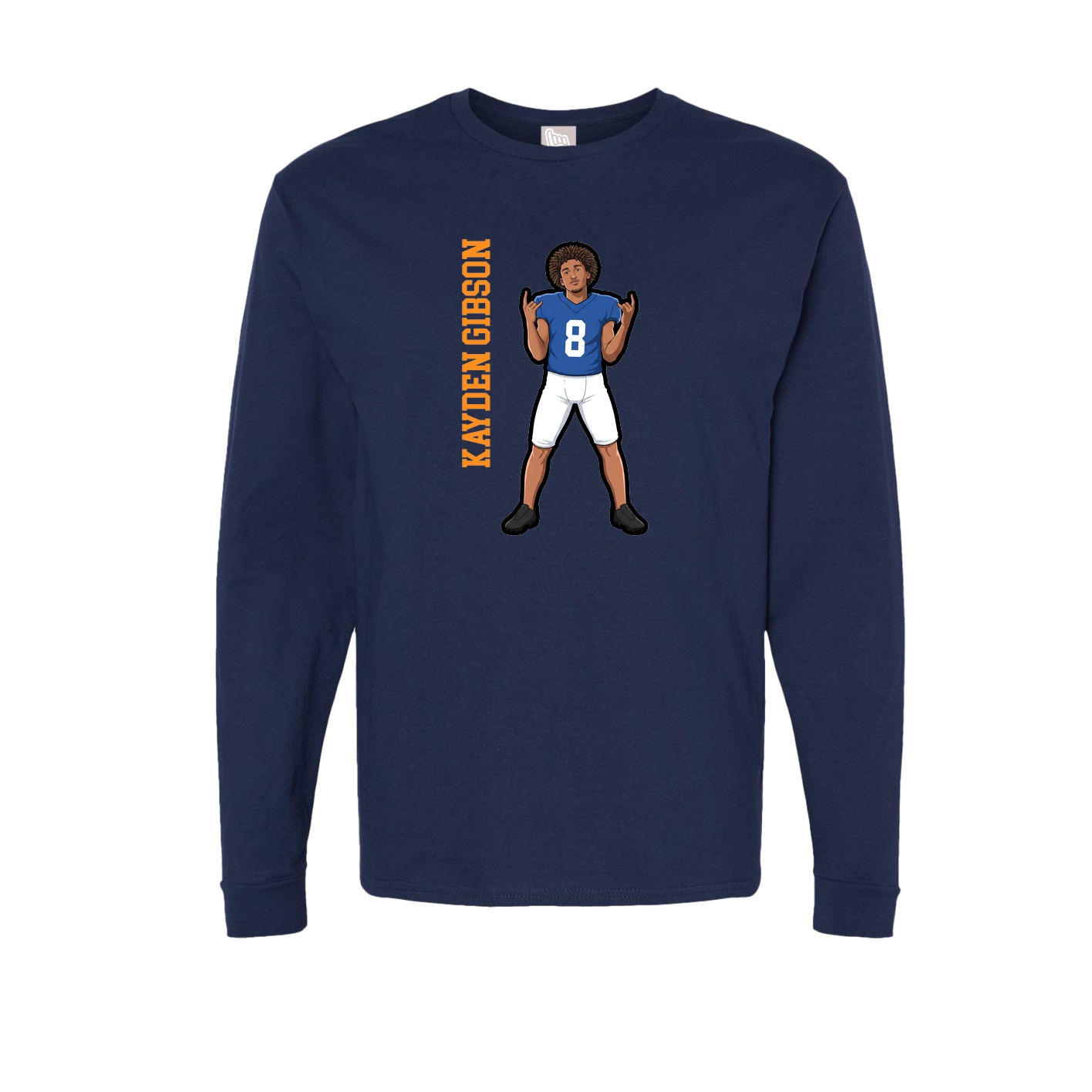 Long Sleeve Tee — Name Vertical in Navy