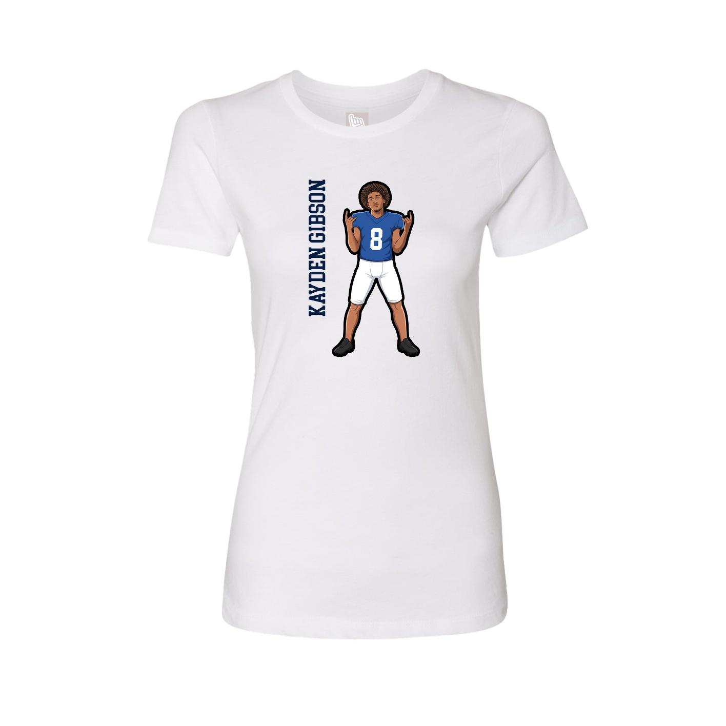 Womens Tee — Name Vertical in White