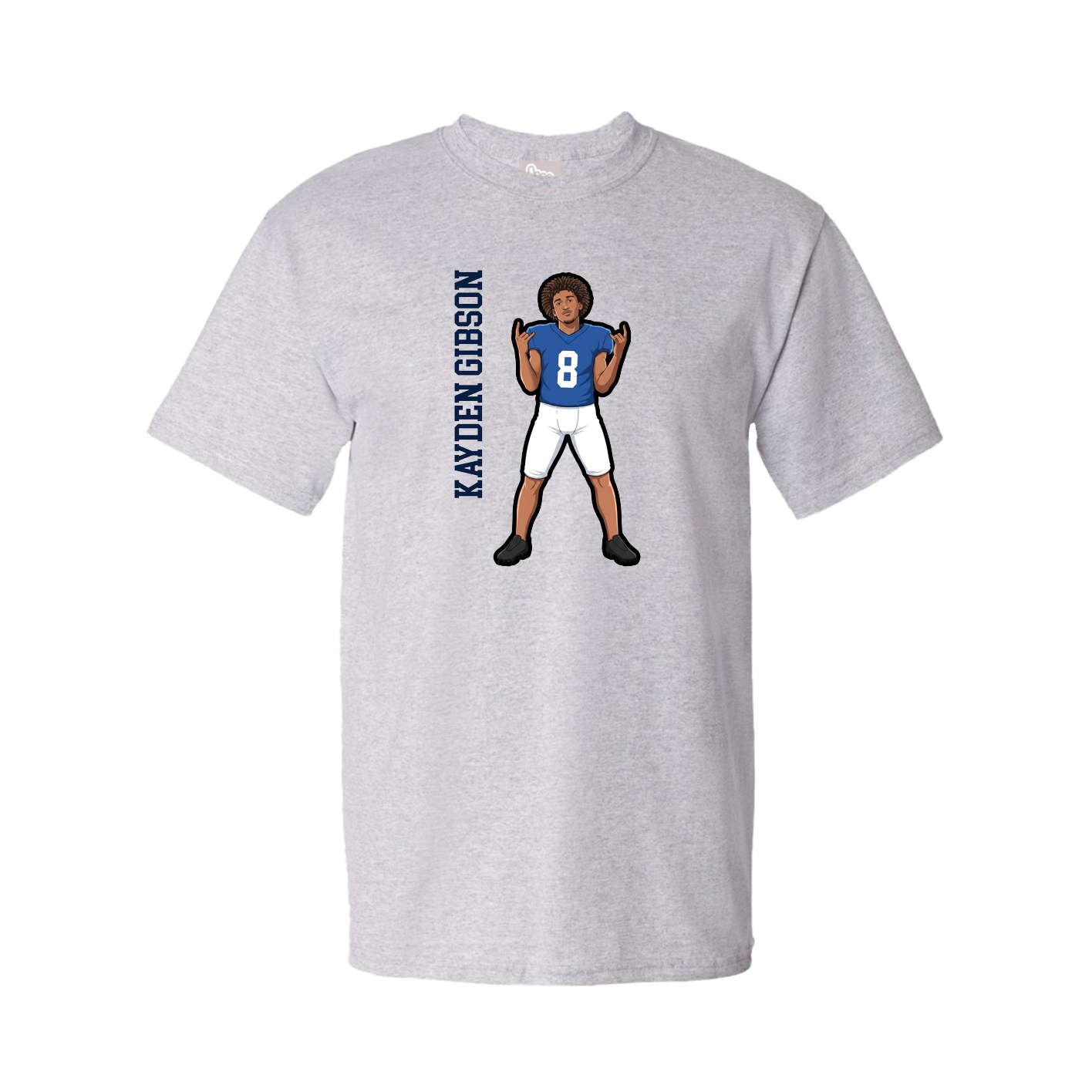 Youth Tee — Name Vertical in Grey