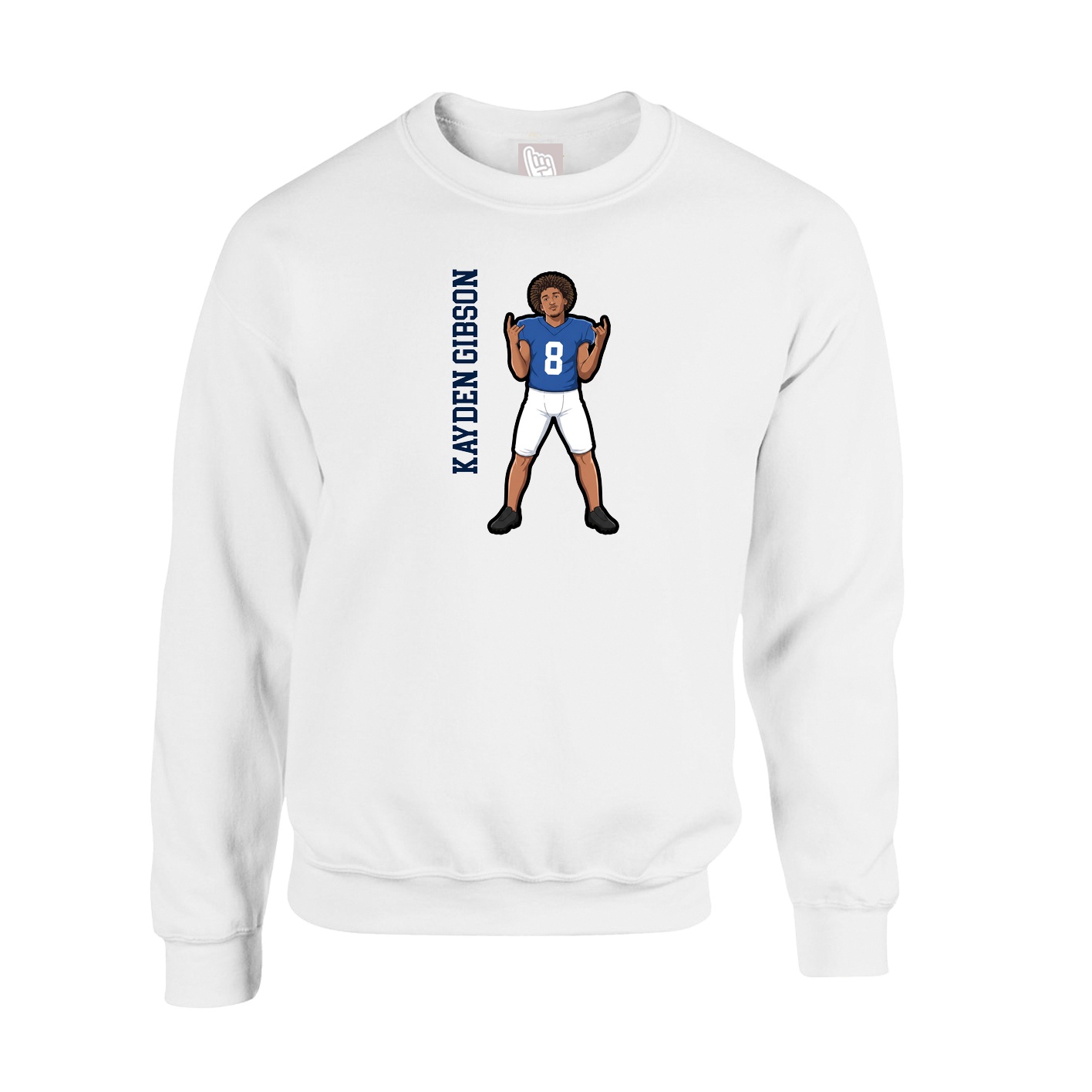 Fleece Crew — Name Vertical in White