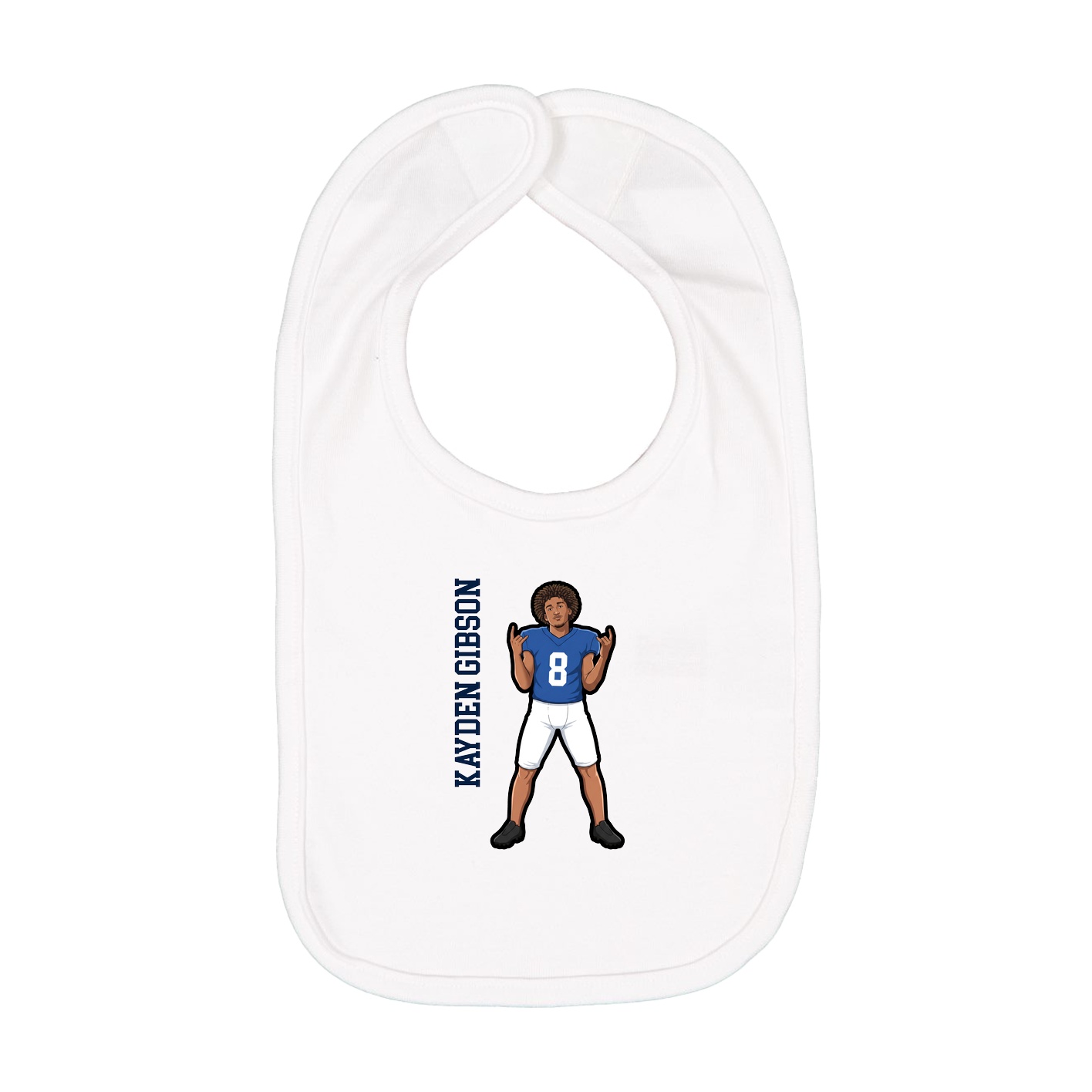Infant Bib — Name Vertical in White