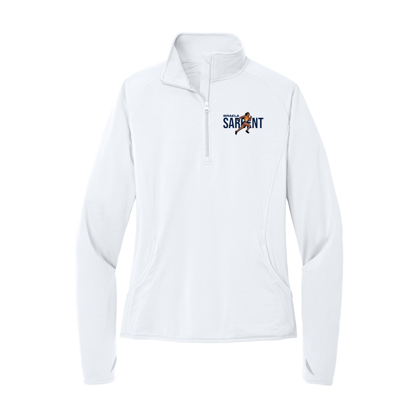 Women's Q-Zip Pullover — Player Name in White