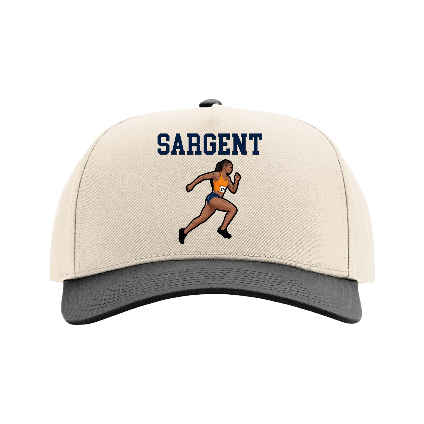 Full Fabric Five-Panel Champ Cap — Shirsey in Cream/Black