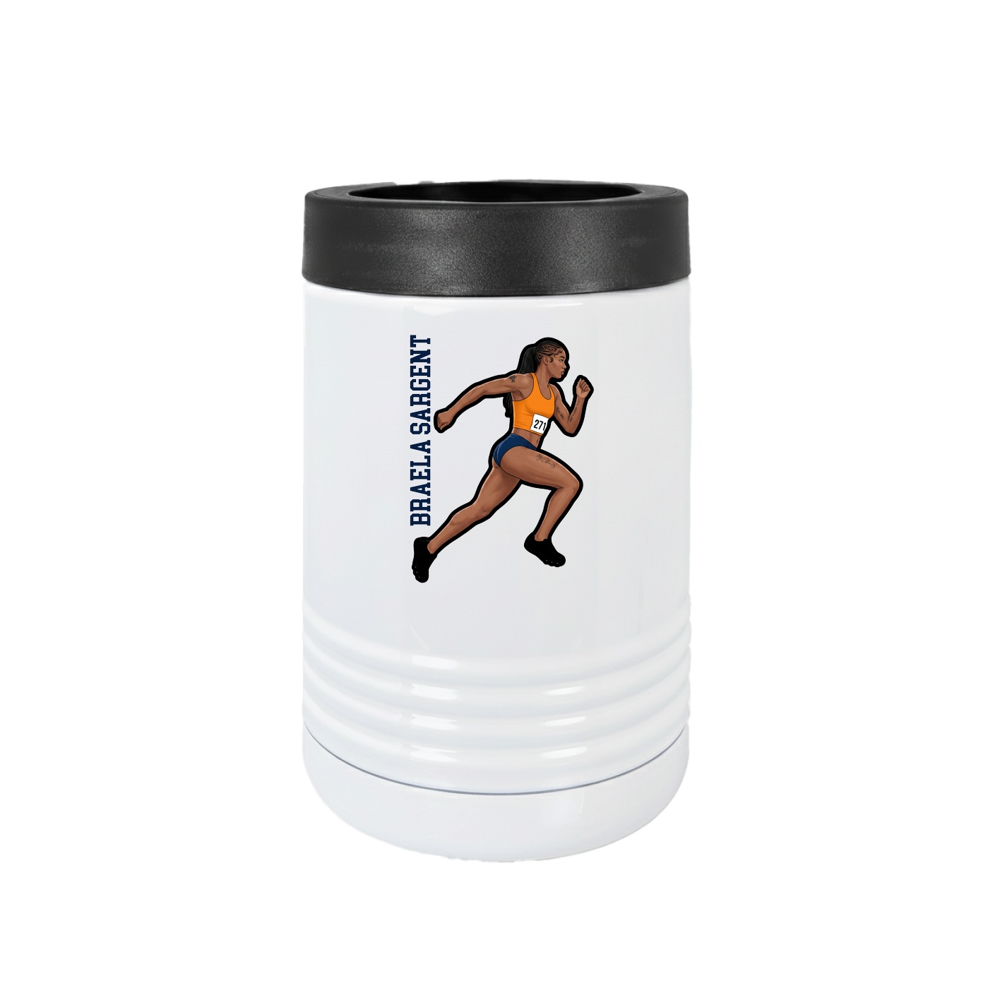 Beverage Holder — Name Vertical in White