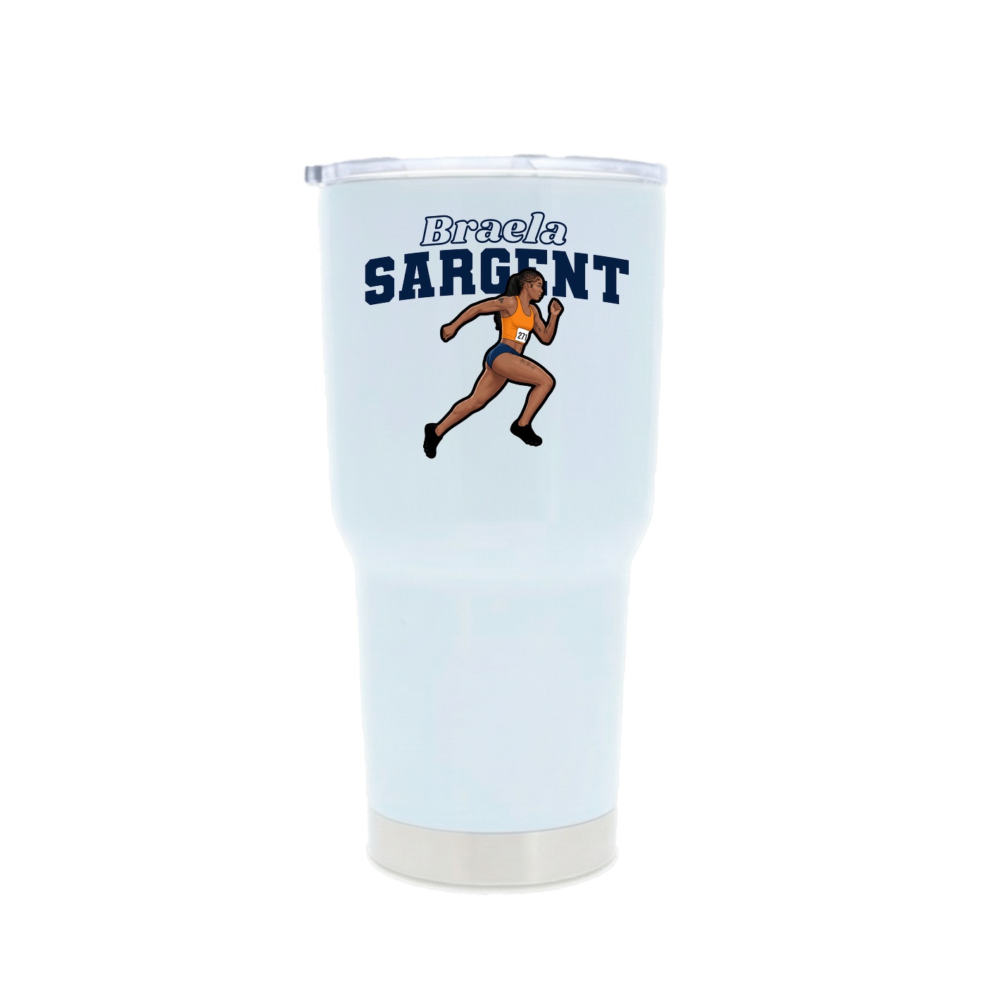 30oz Stainless Steel Tumbler — Name Arch in White