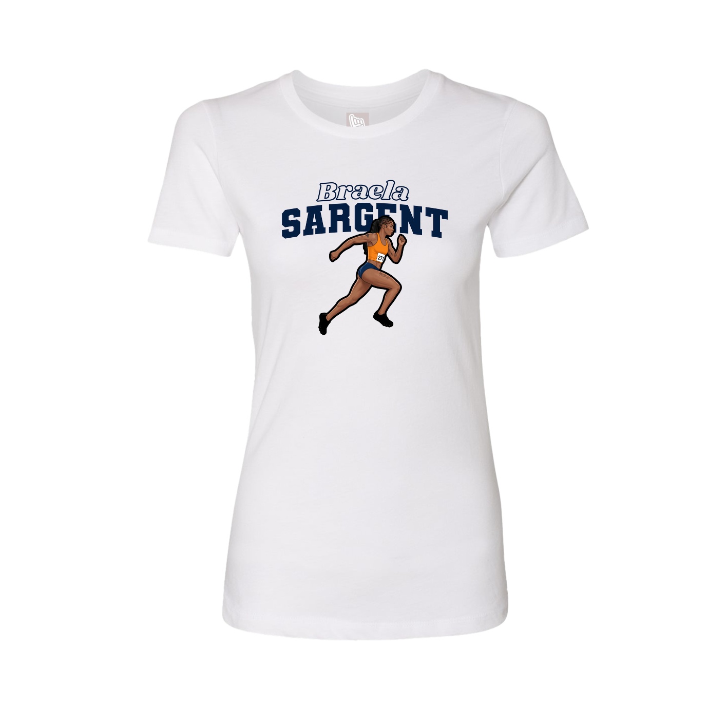 Womens Tee — Name Arch in White