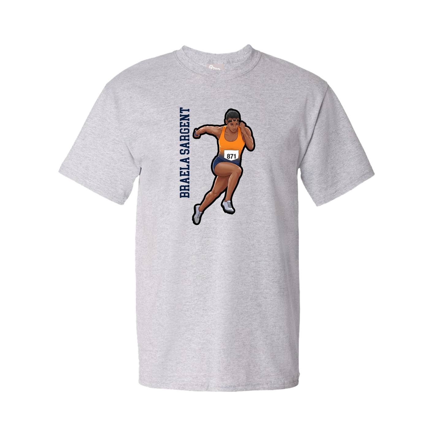 Tee — Name Vertical in Grey