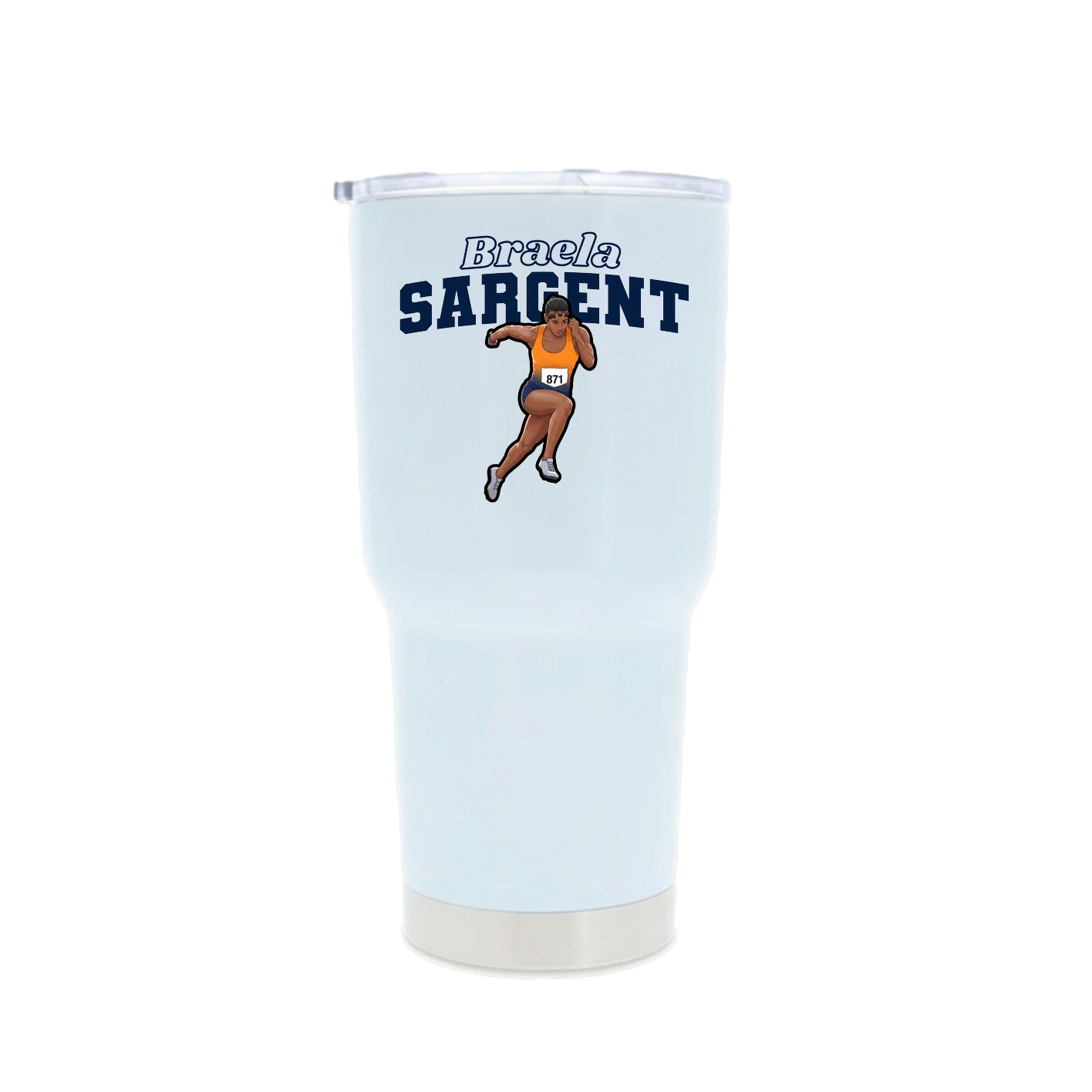 30oz Stainless Steel Tumbler — Name Arch in White